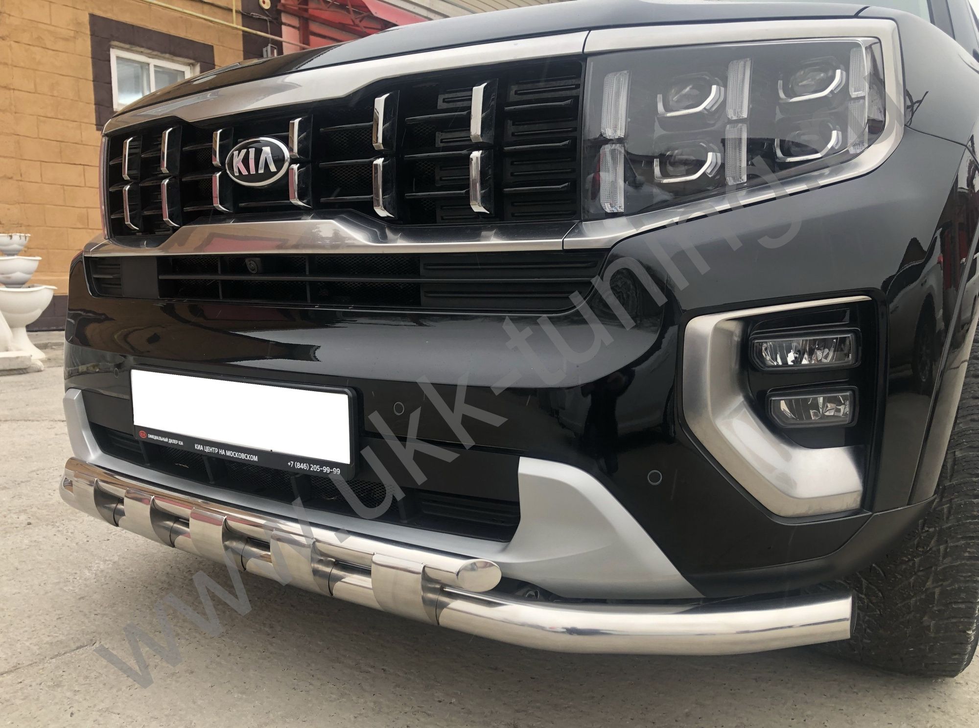 Защита переднего бампера Kia Mohave с 2021 двойная с перемычками