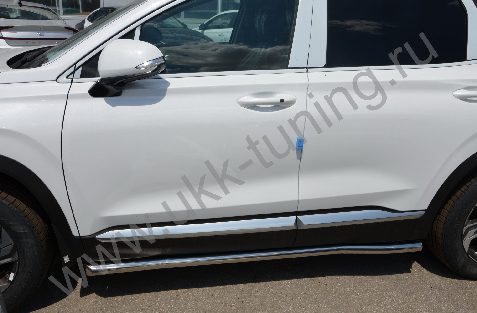 Защита порога труба Hyundai Santa Fe с 2021 Защита порога труба Hyundai Santa Fe с 2021