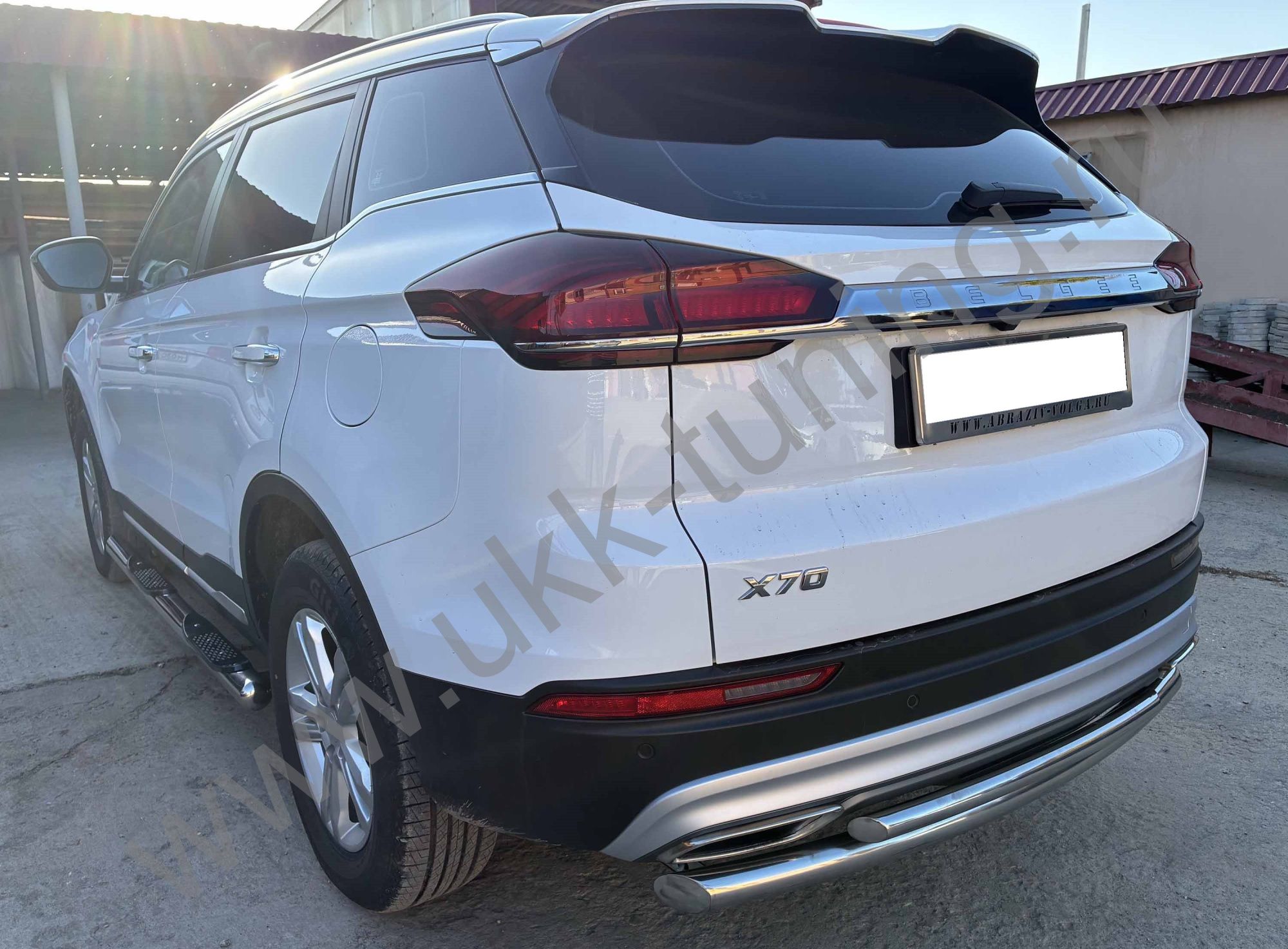 Защита заднего бампера двойная Geely Atlas Pro с 2021