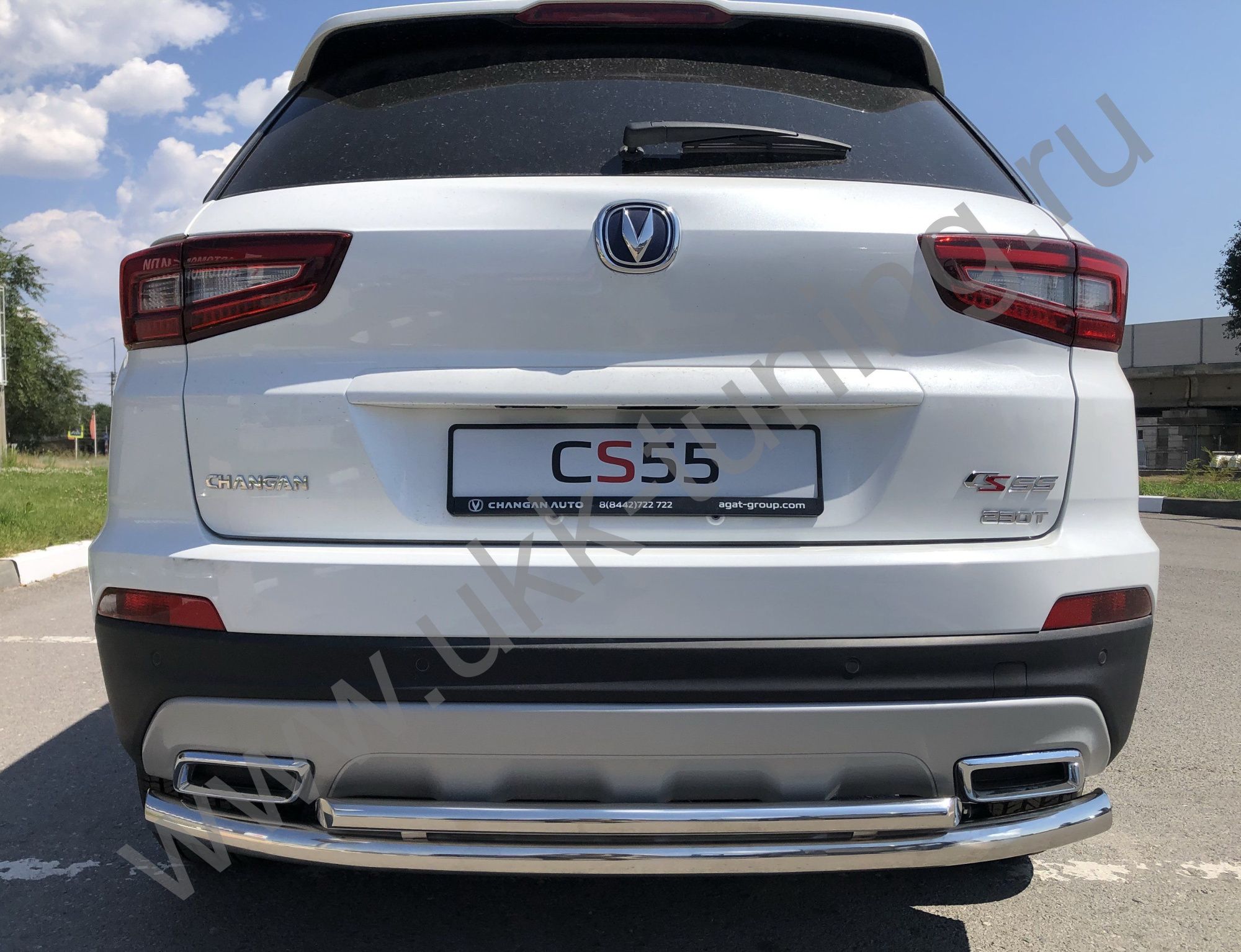 Защита заднего бампера Changan CS55 двойная