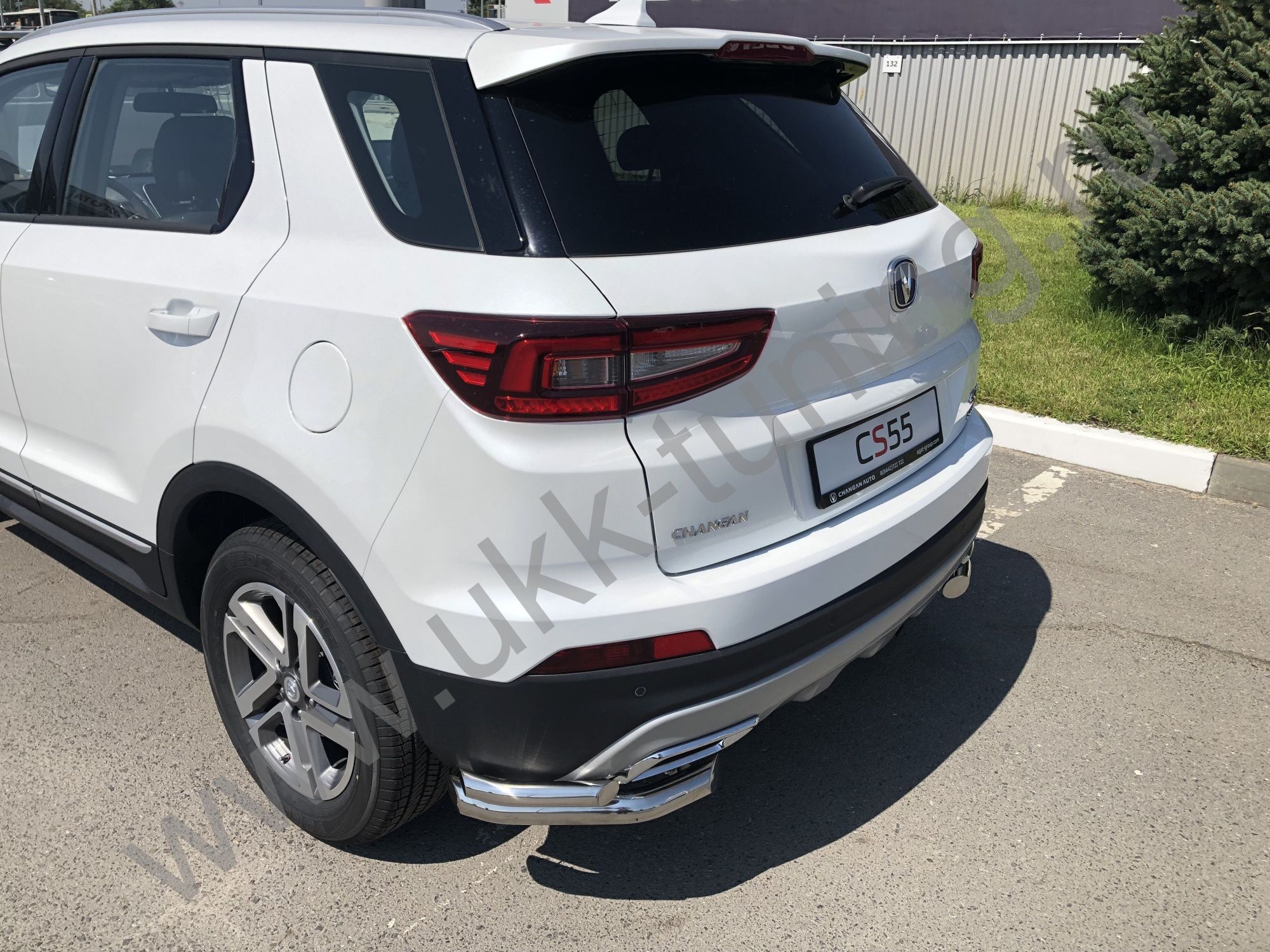 Защита заднего бампера Changan CS55 угловая двойная