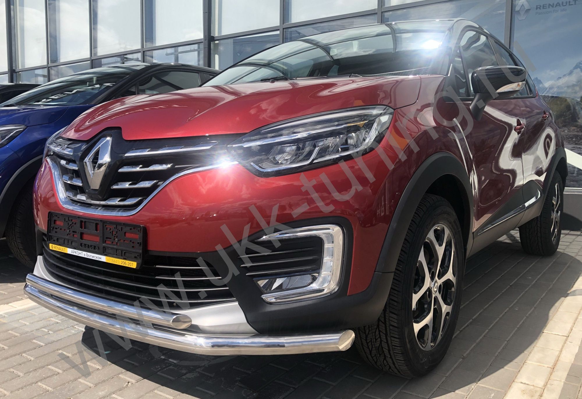 Защита переднего бампера двойная с подгибами RENAULT Kaptur с 2021 Защита переднего бампера двойная с подгибами RENAULT Kaptur с 2021