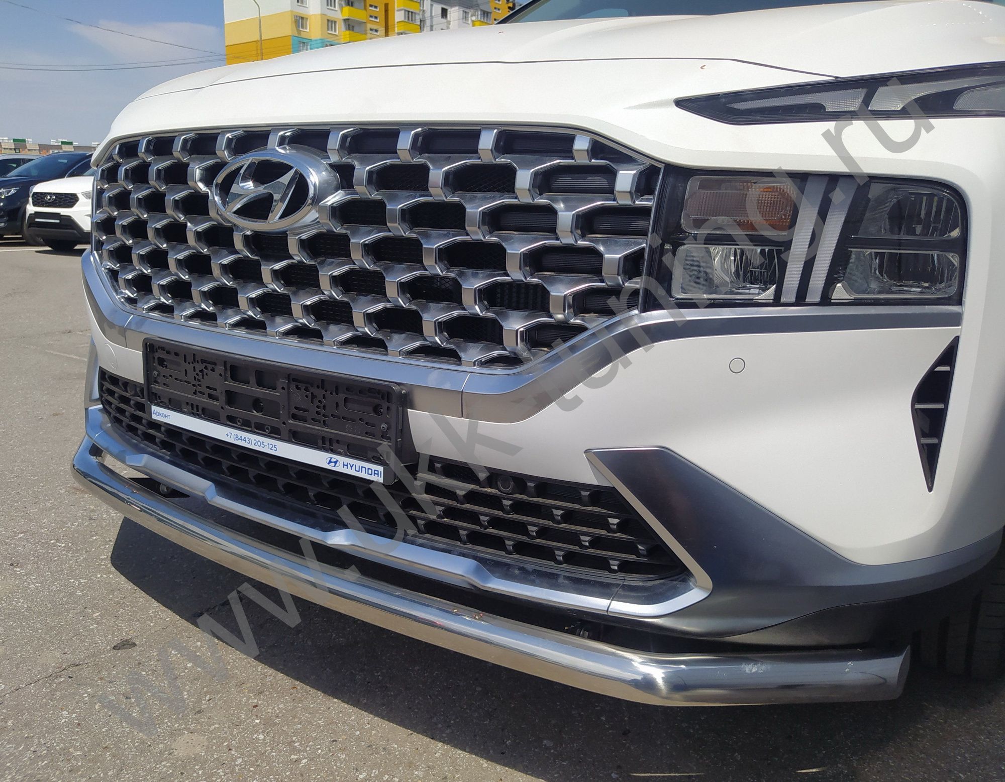 Защита переднего бампера Hyundai Santa Fe с 2021 Защита переднего бампера Hyundai Santa Fe с 2021