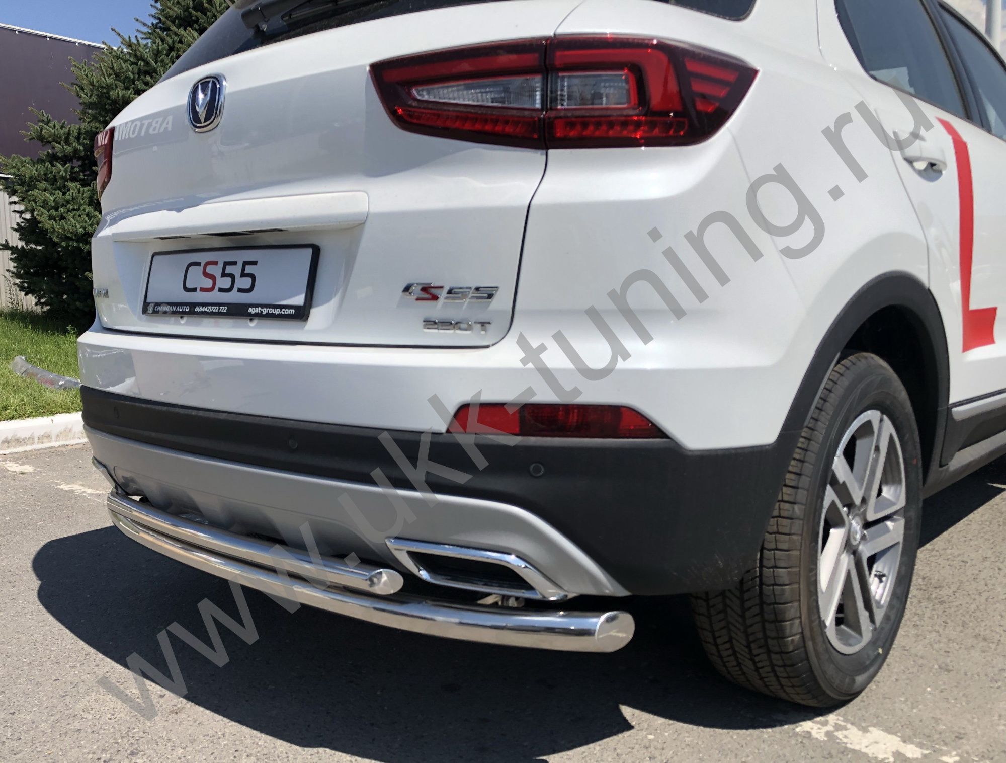 Защита заднего бампера Changan CS55 двойная