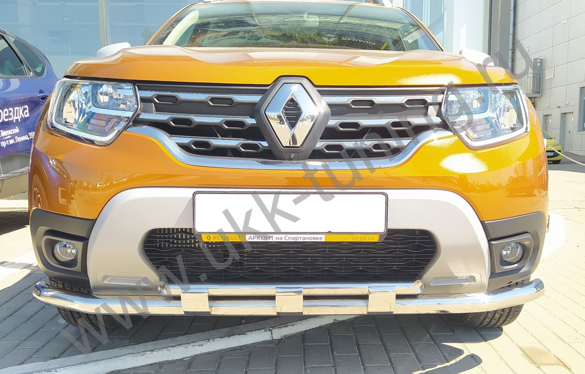 Защита переднего бампера Renault Duster c 2021 двойная с перемычками