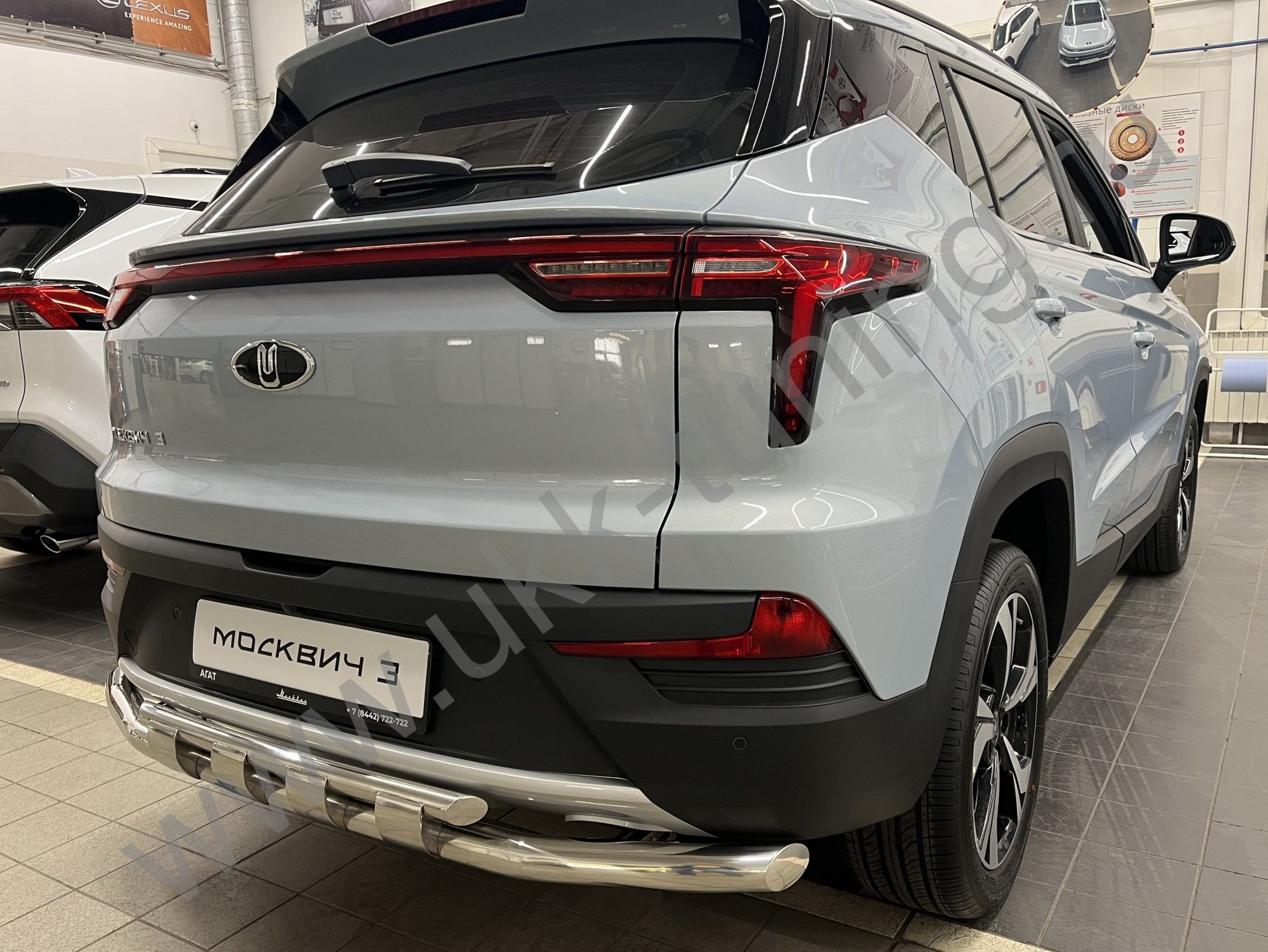 Защита заднего бампера двойная с перемычками Москвич 3 с 2022