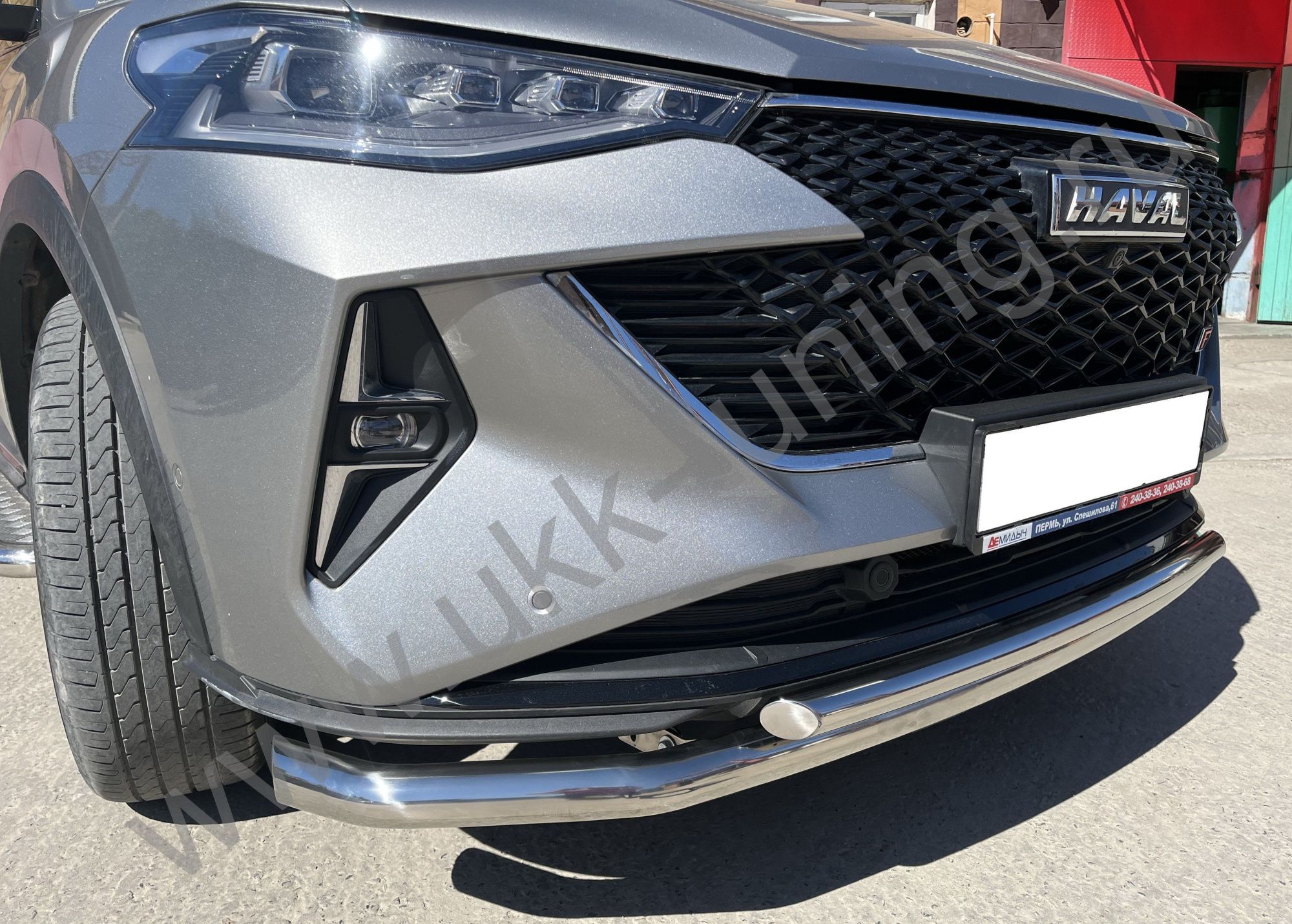 Защита переднего бампера двойная с подгибами Haval F7 2022 Рестрайлинг Защита переднего бампера двойная с подгибами Haval F7 2022 Рестрайлинг