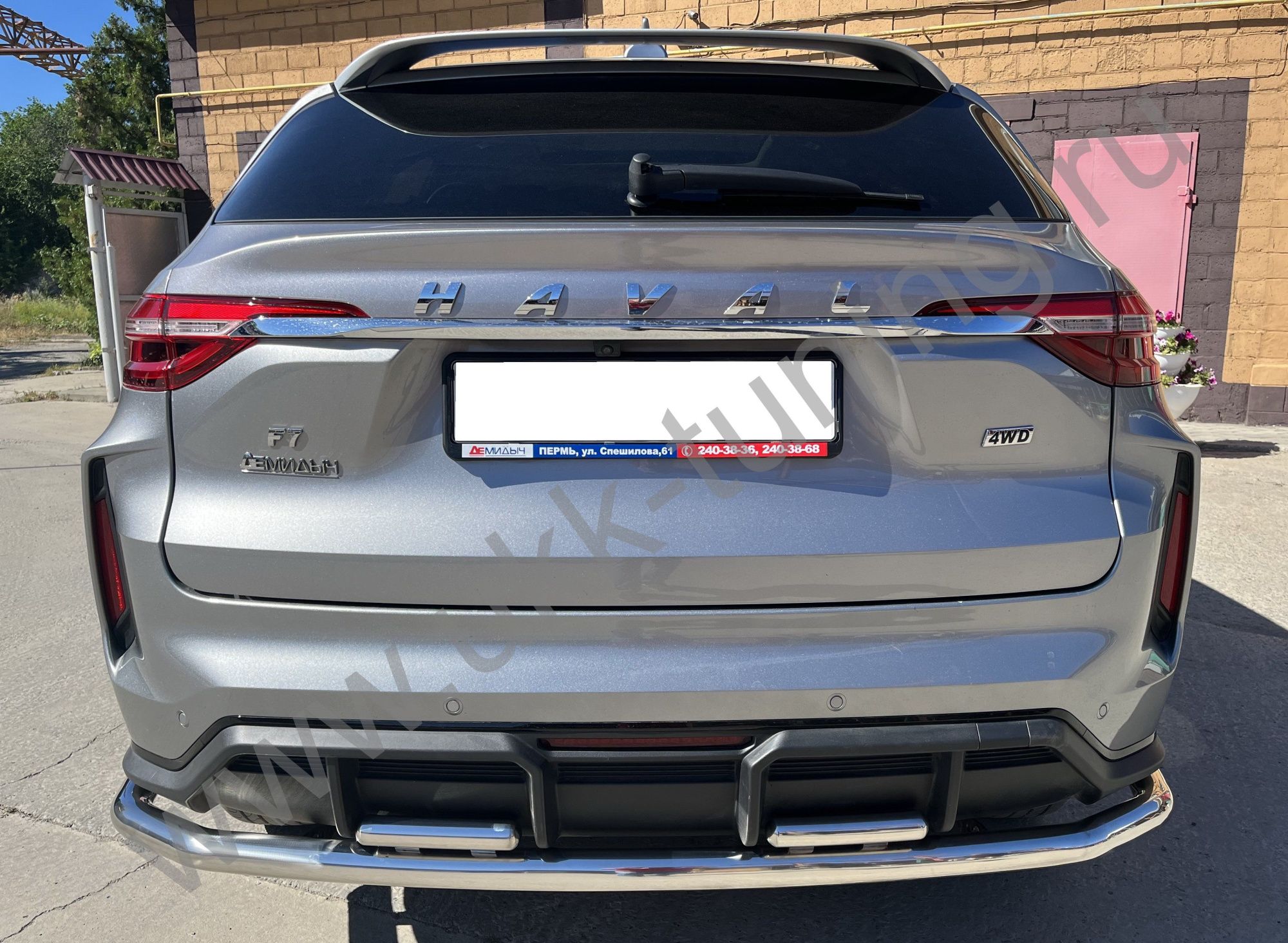 Защита заднего бампера угловая большая двойная Haval F7 2022 Рестрайлинг Защита заднего бампера угловая большая двойная Haval F7 2022 Рестрайлинг