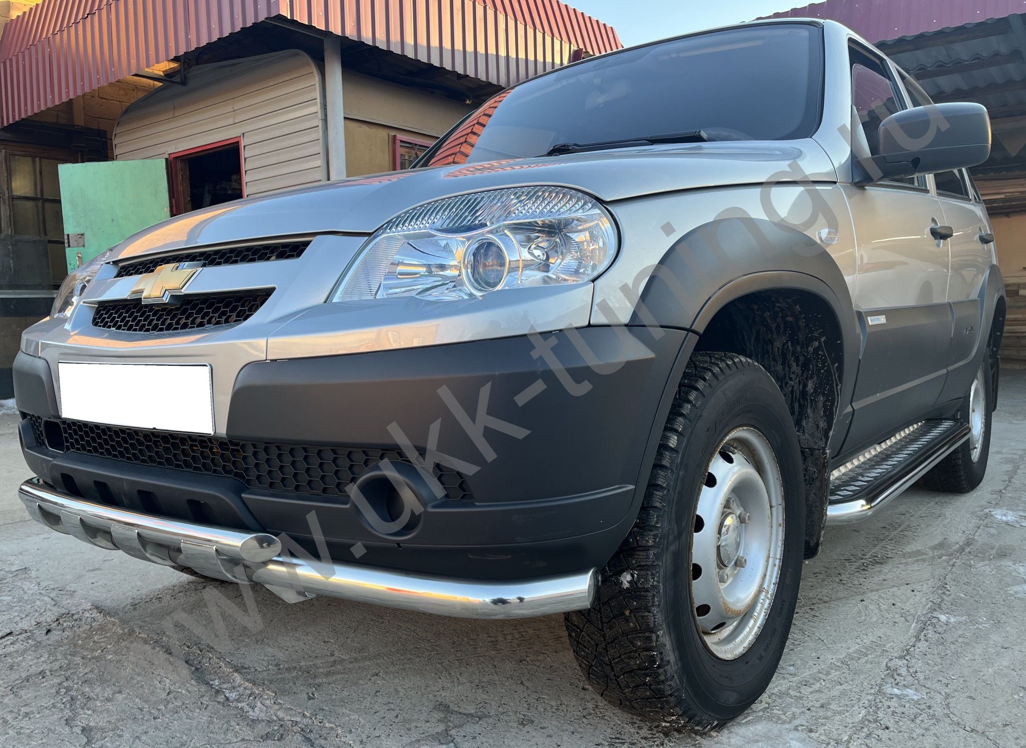 Защита переднего бампера двойная с перемычками с подгибами Chevrolet Niva с 2010 Защита переднего бампера двойная с перемычками с подгибами Chevrolet Niva с 2010