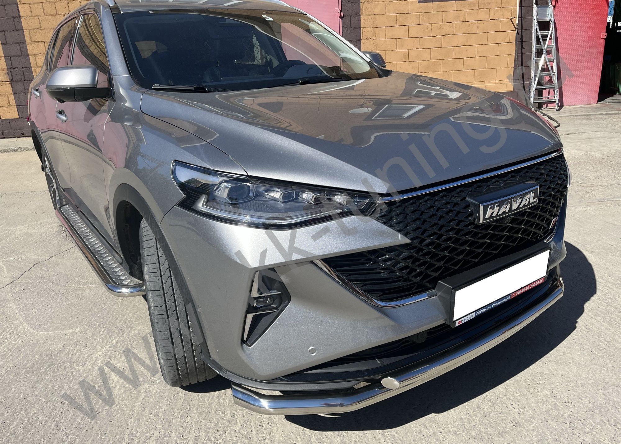 Защита переднего бампера двойная с подгибами Haval F7 2022 Рестрайлинг Защита переднего бампера двойная с подгибами Haval F7 2022 Рестрайлинг