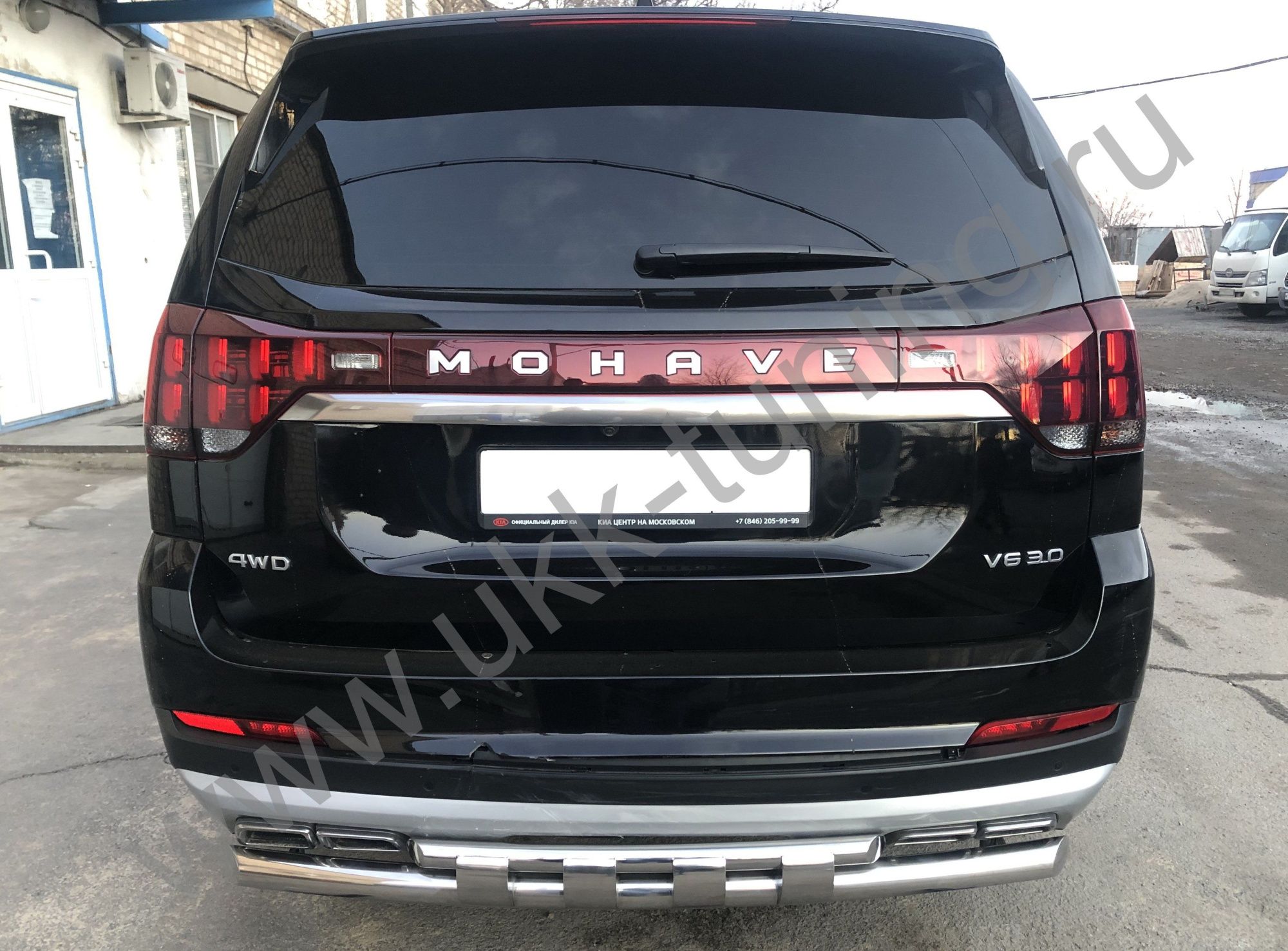 Защита заднего бампера Kia Mohave с 2021 двойная с перемычками Защита заднего бампера Kia Mohave с 2021 двойная с перемычками