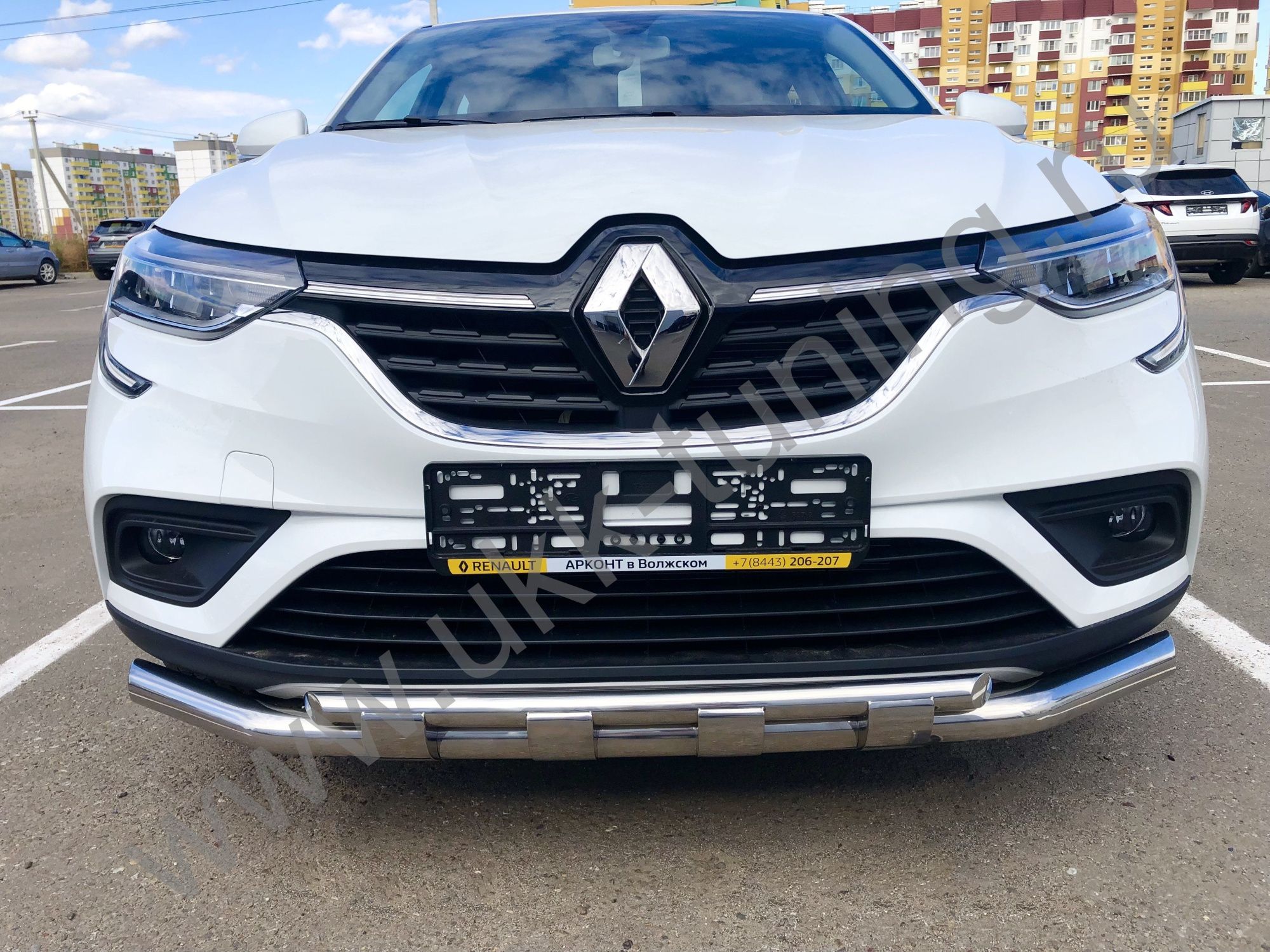 Защита переднего бампера двойная с перемычками RENAULT Arkana с 2018 Защита переднего бампера двойная с перемычками RENAULT Arkana с 2018