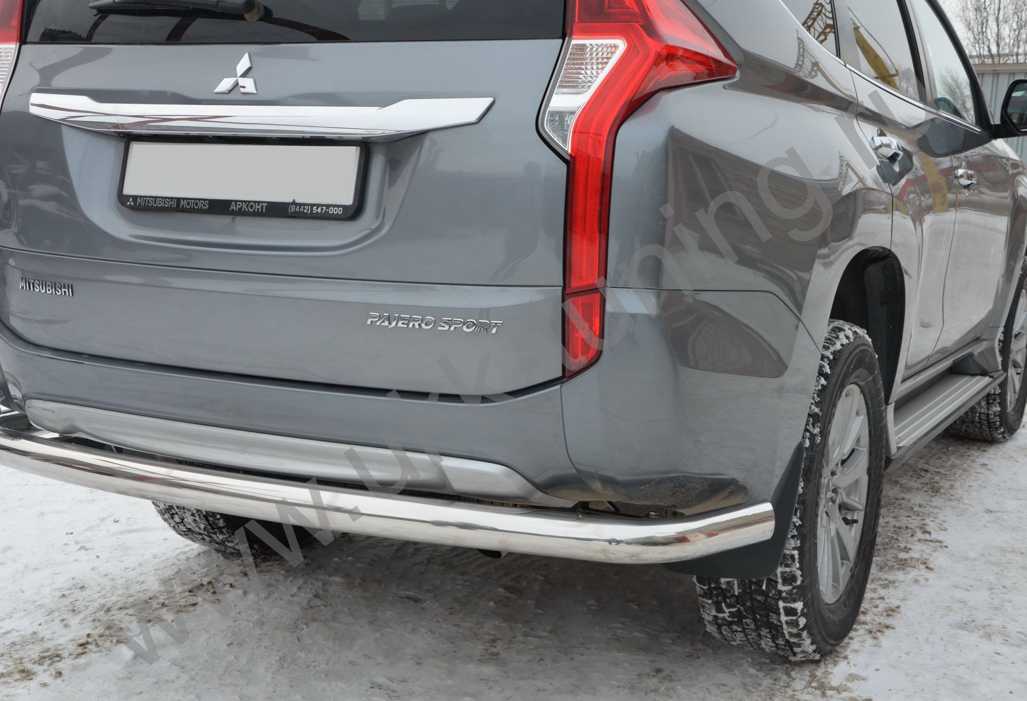 Защита заднего бампера угловая большая Mitsubishi Pajero Sport с 2017 Защита заднего бампера угловая большая Mitsubishi Pajero Sport с 2017