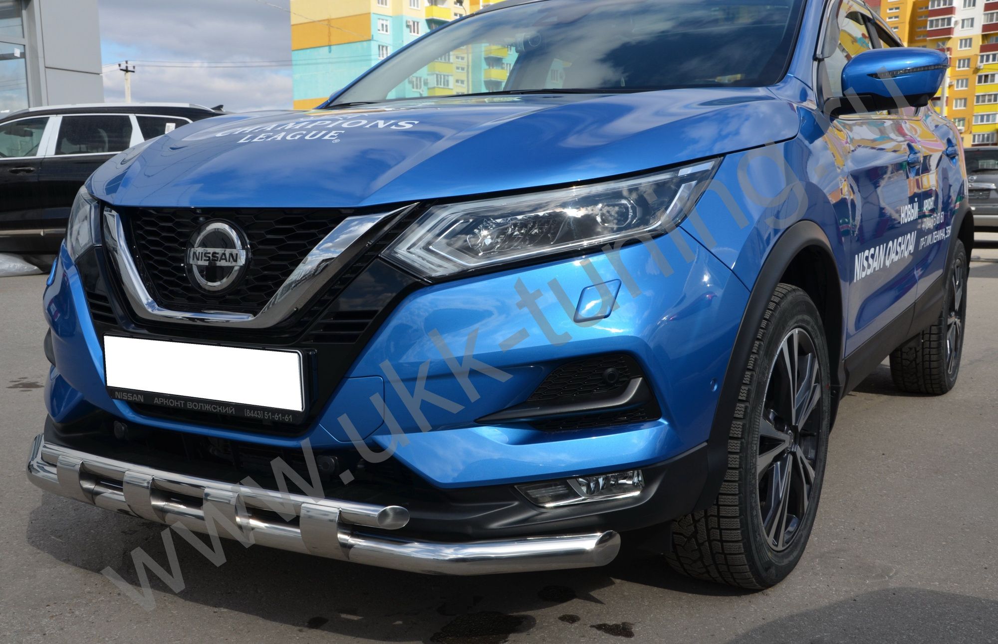 Защита переднего бампера двойная с перемычками Nissan Qashqai с 2017 Защита переднего бампера двойная с перемычками Nissan Qashqai с 2017