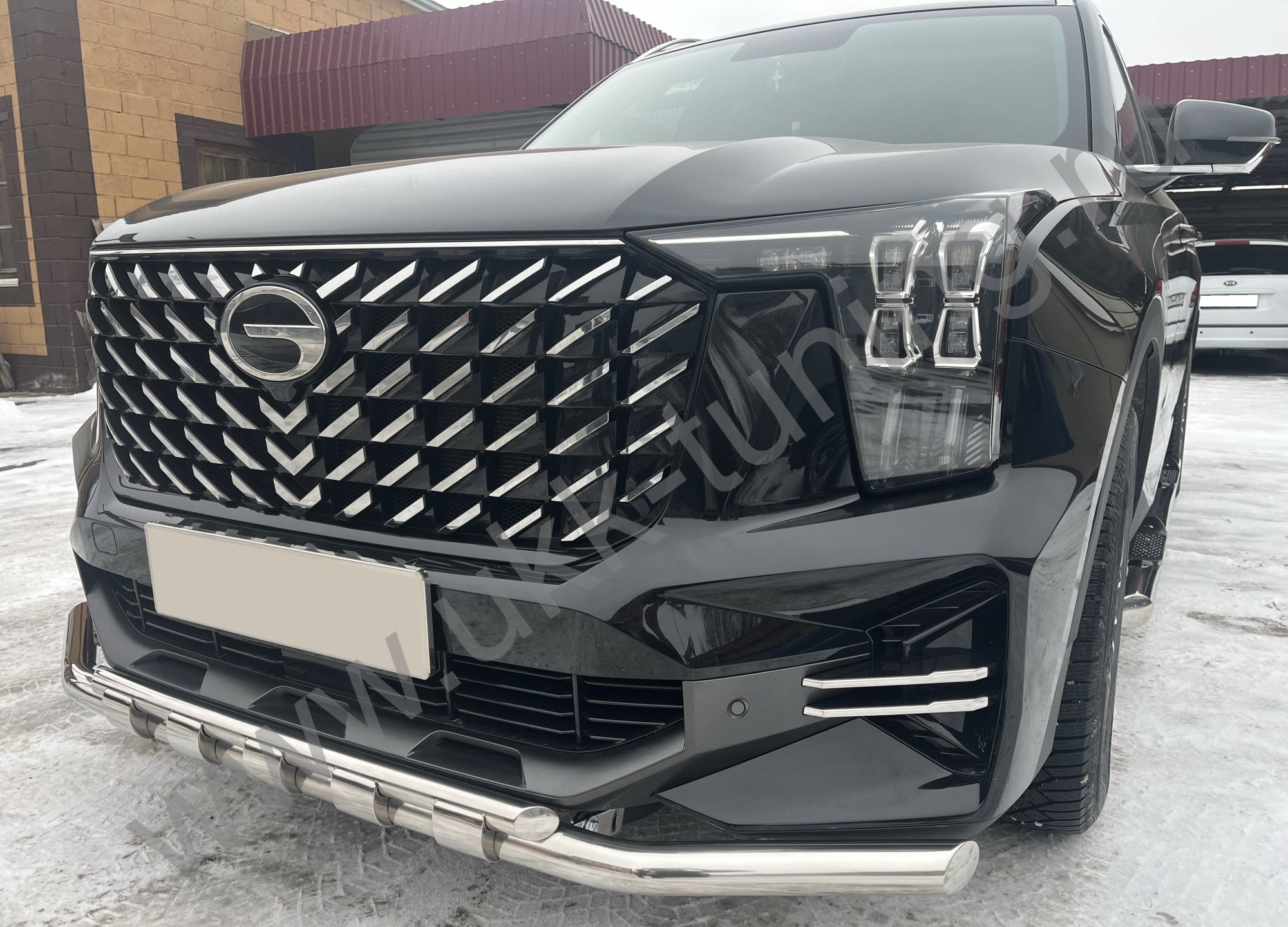 Защита переднего бампера двойная с перемычками GAC GS8 с 2023