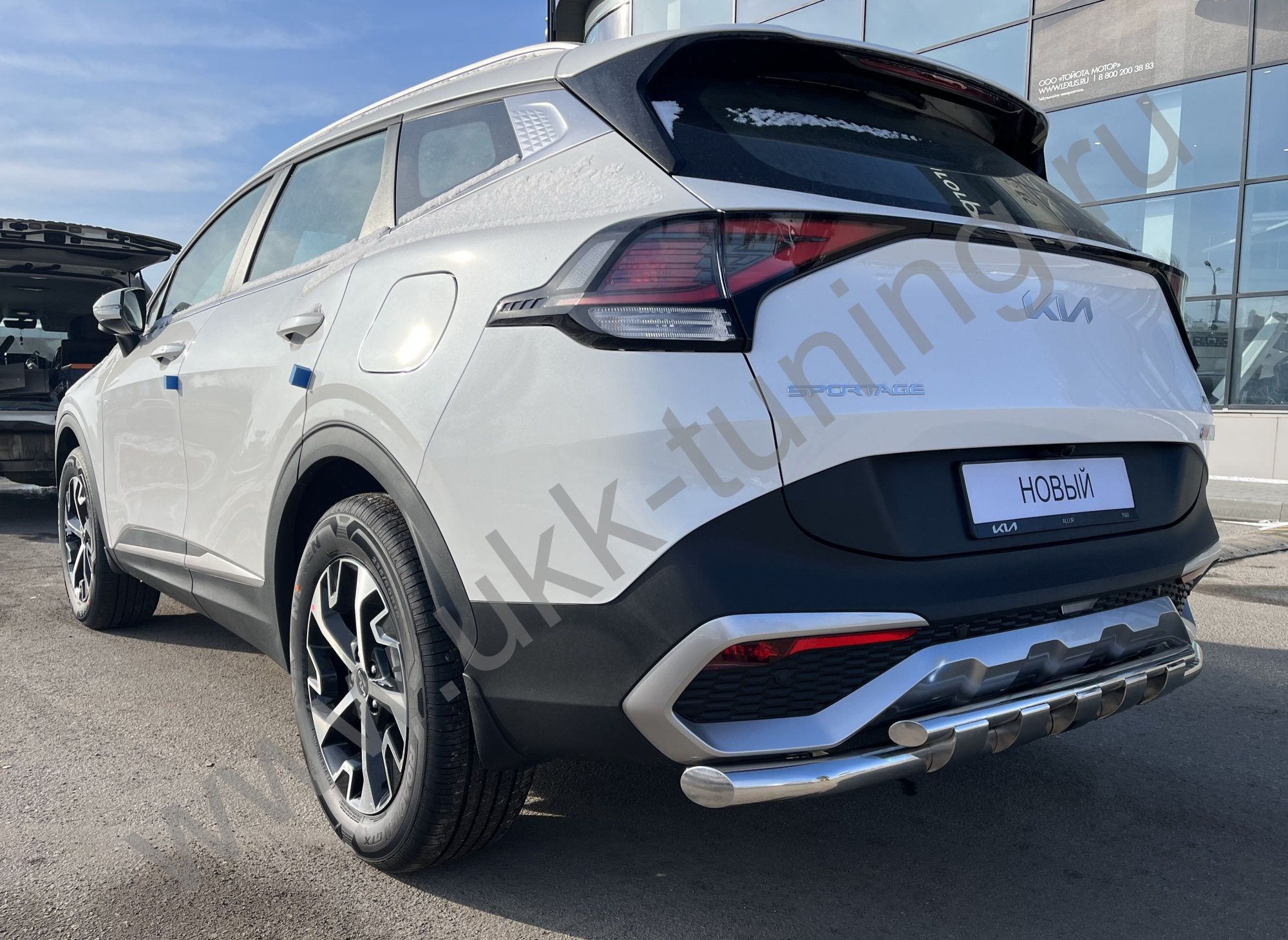 Защита заднего бампера двойная с перемычками KIA Sportage 2022 комплектация GT-Line (кроме комплектации Style и X-Line) Защита заднего бампера двойная с перемычками KIA Sportage 2022 комплектация GT-Line (кроме комплектации Style и X-Line)