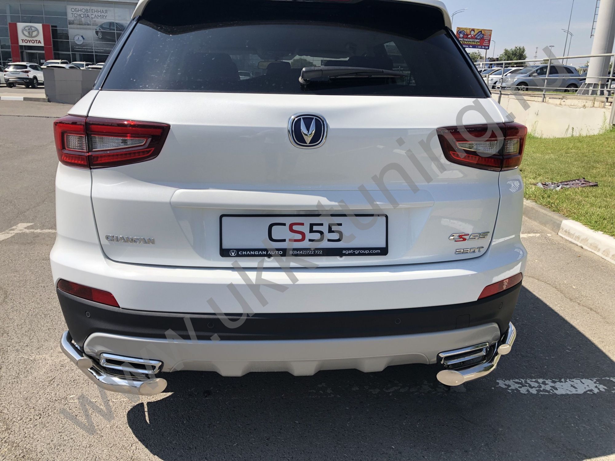 Защита заднего бампера Changan CS55 угловая двойная