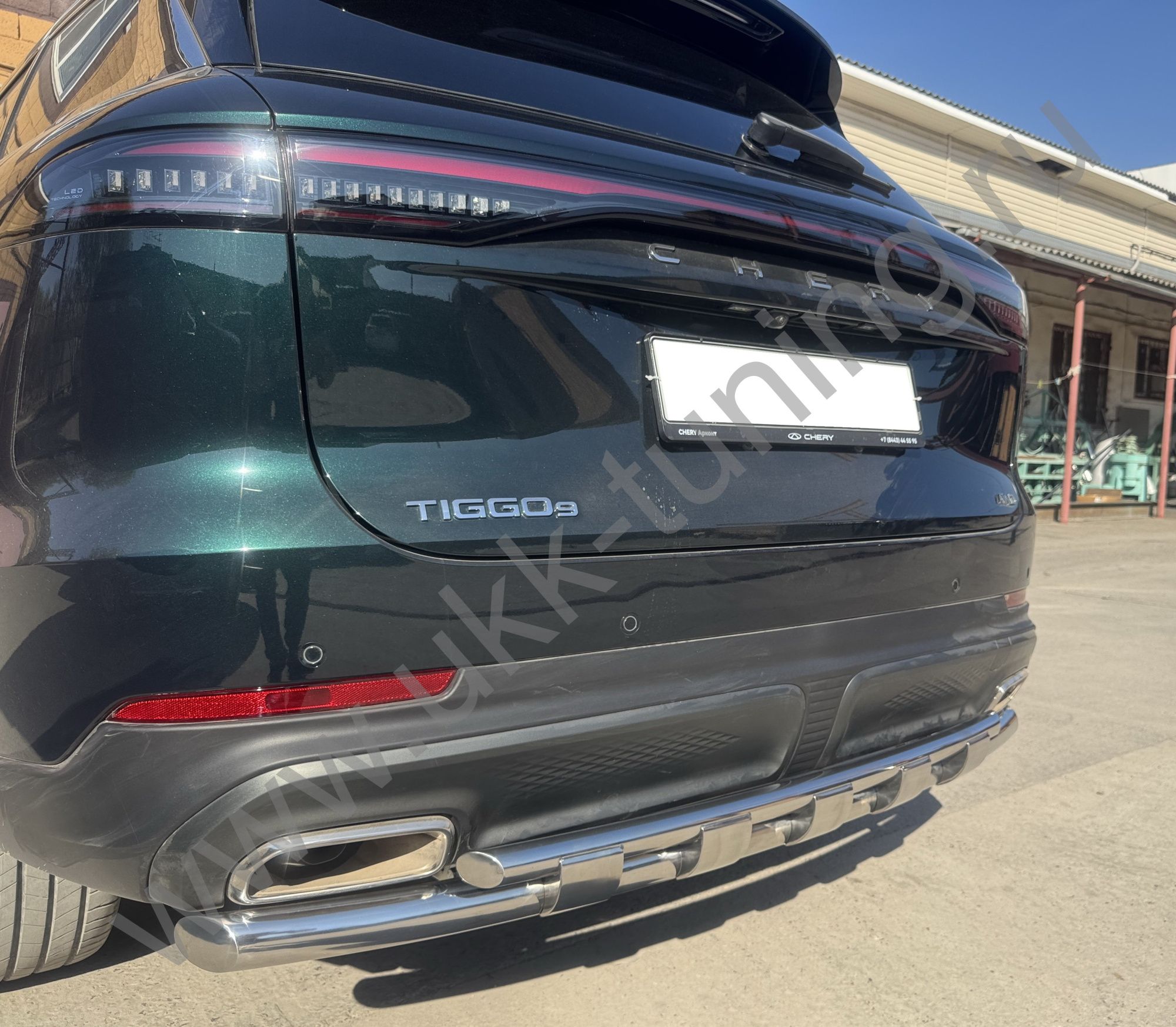 Защита заднего бампера двойная с перемычками Chery Tiggo 9 с 2024