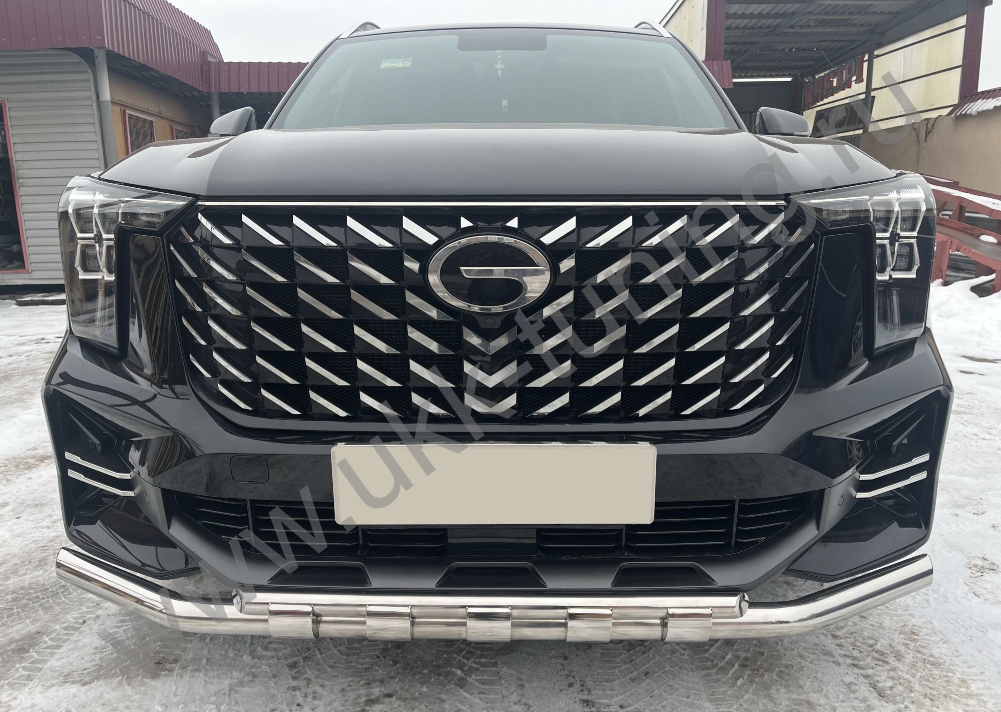 Защита переднего бампера двойная с перемычками GAC GS8 с 2023