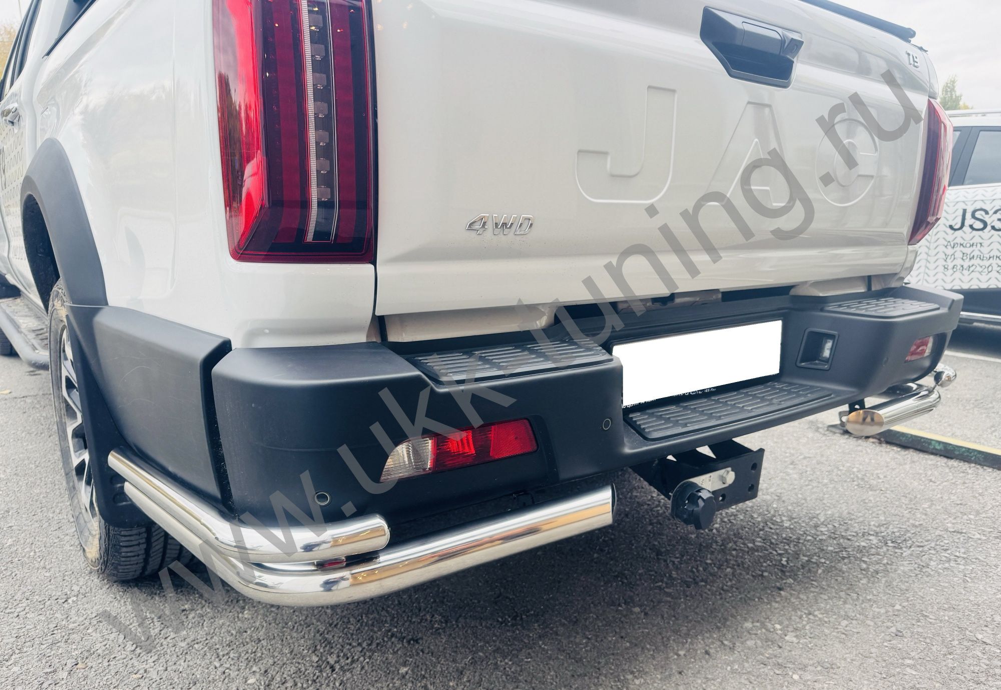 Защита заднего бампера угловая двойная JAC T9 с 2021