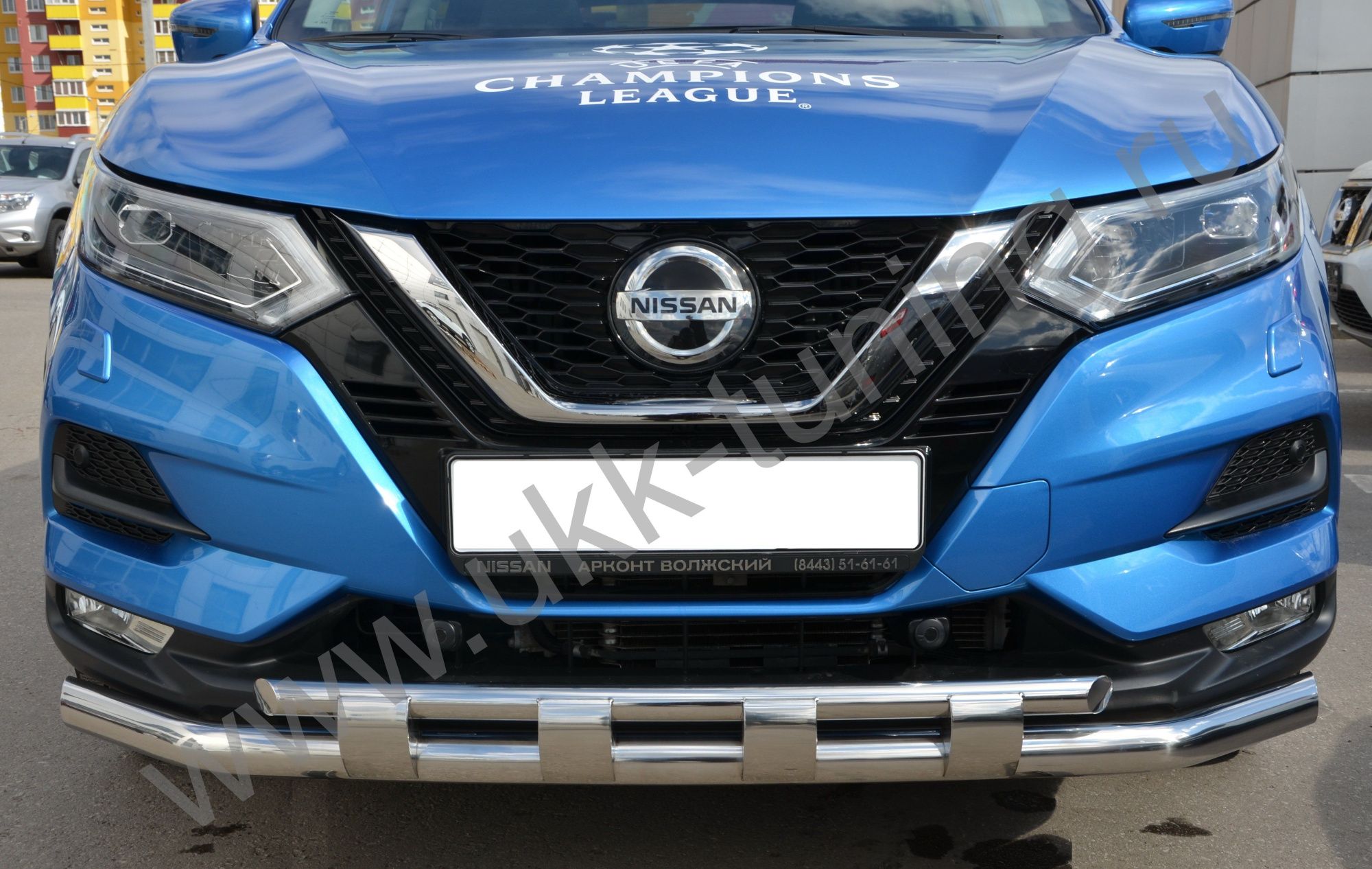 Защита переднего бампера двойная с перемычками Nissan Qashqai с 2017 Защита переднего бампера двойная с перемычками Nissan Qashqai с 2017