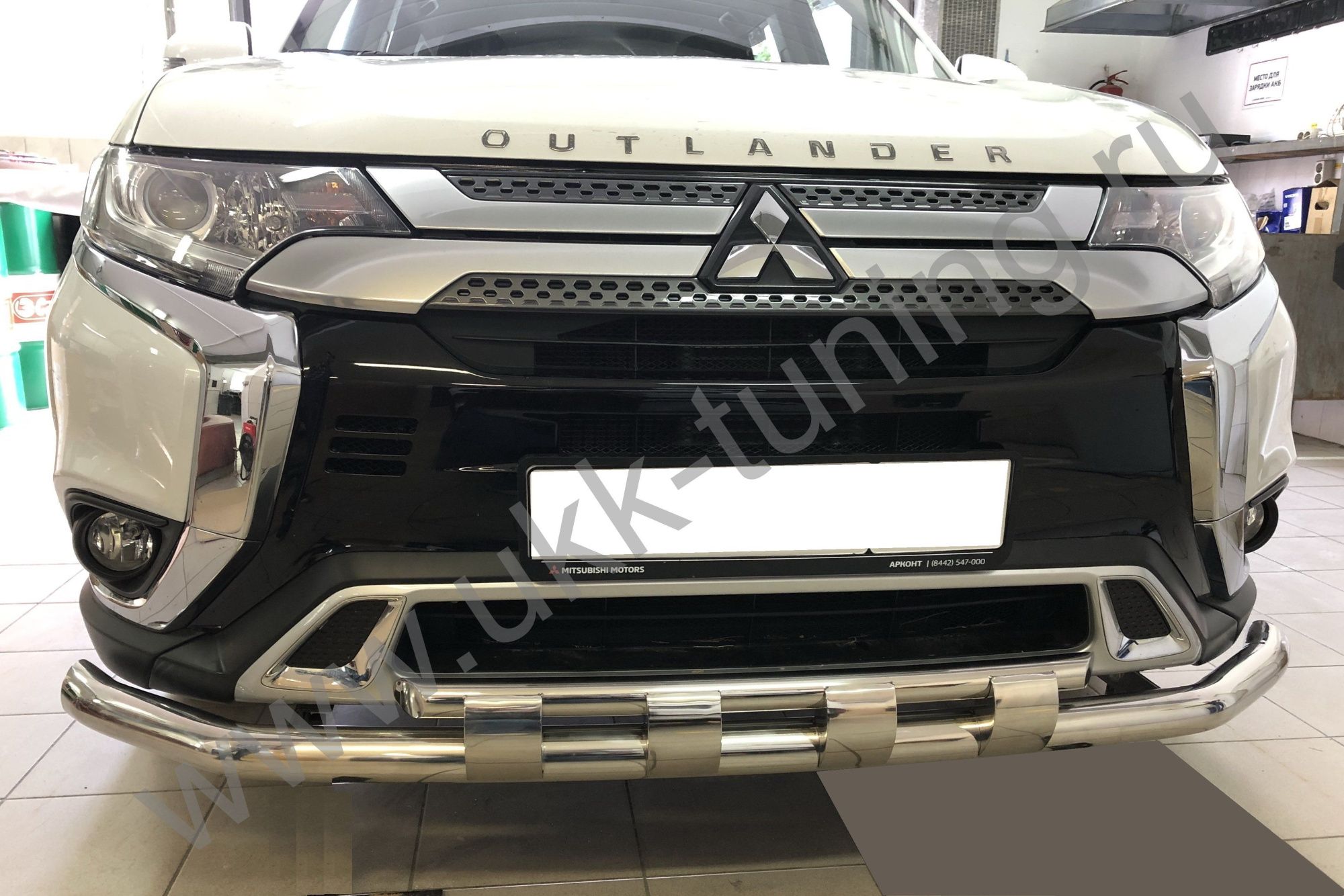 Защита переднего бампера двойная с перемычками MITSUBISHI Outlander с 2019 Защита переднего бампера двойная с перемычками MITSUBISHI Outlander с 2019