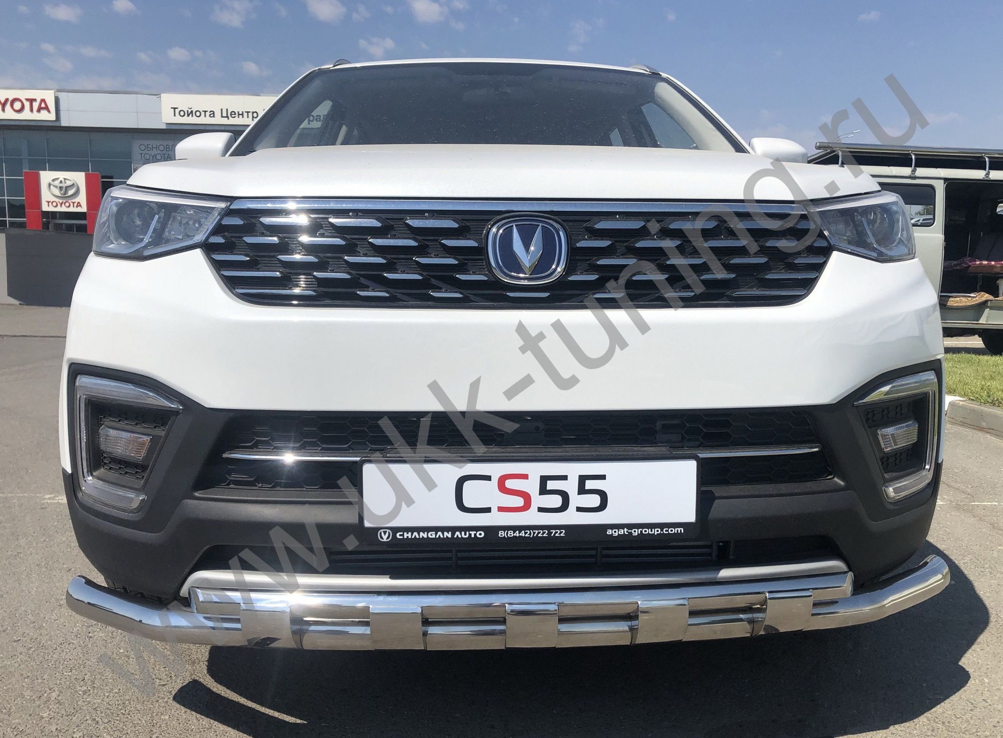 Защита переднего бампера Changan CS55 двойная с перемычками