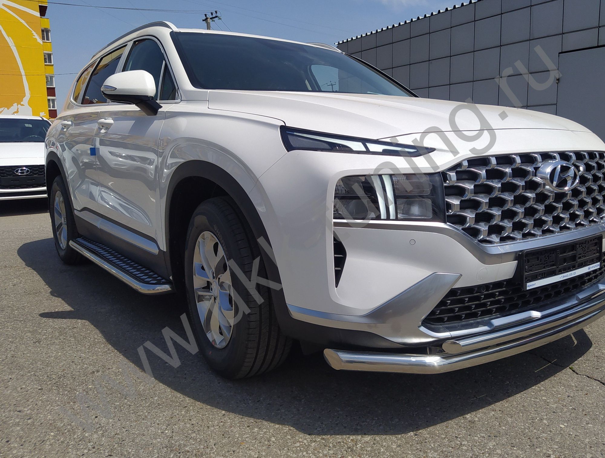 Пороги с накладным листом Hyundai Santa Fe с 2021 Пороги с накладным листом Hyundai Santa Fe с 2021