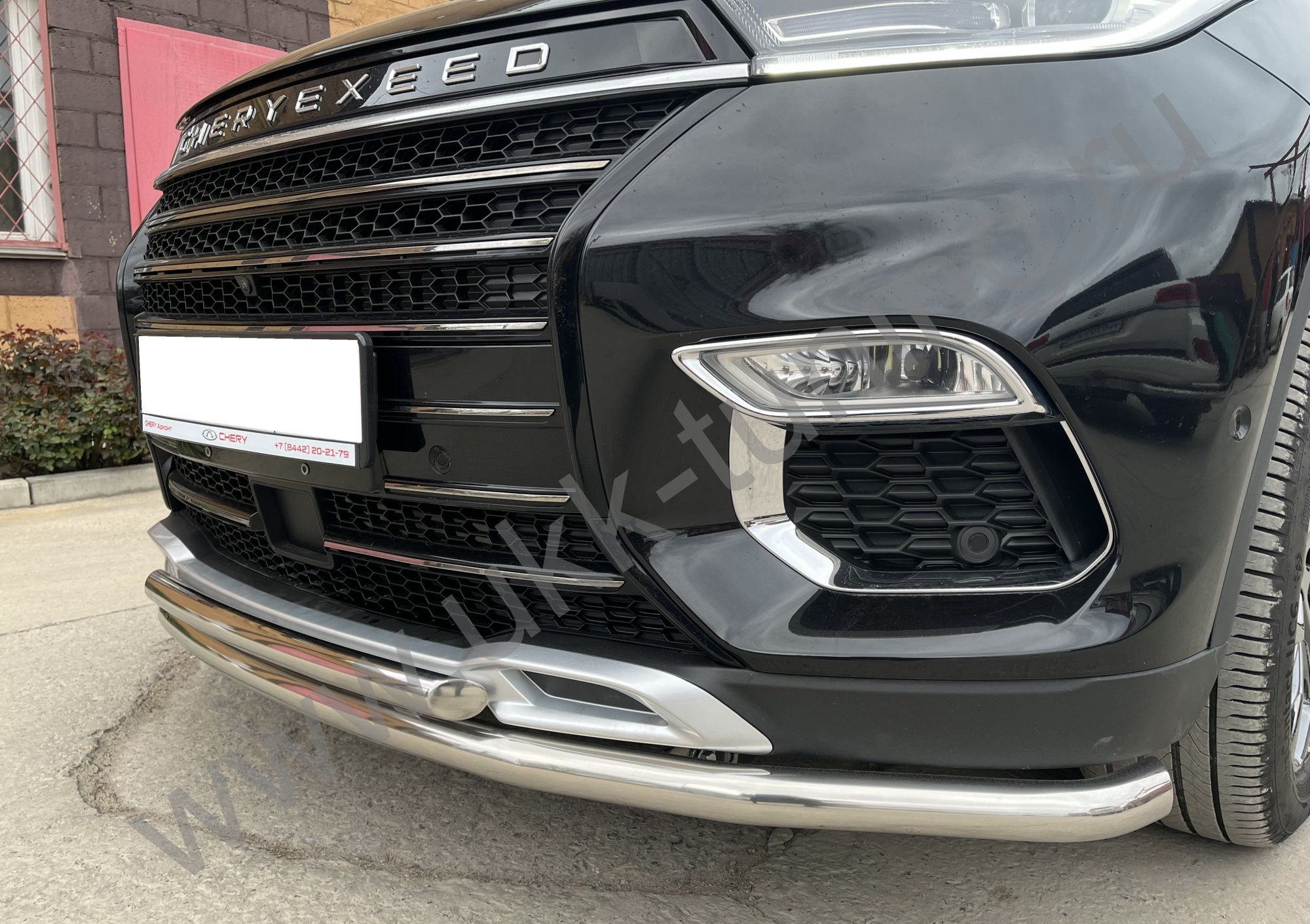 Защита переднего бампера CheryExeed TXL с 2020 двойная