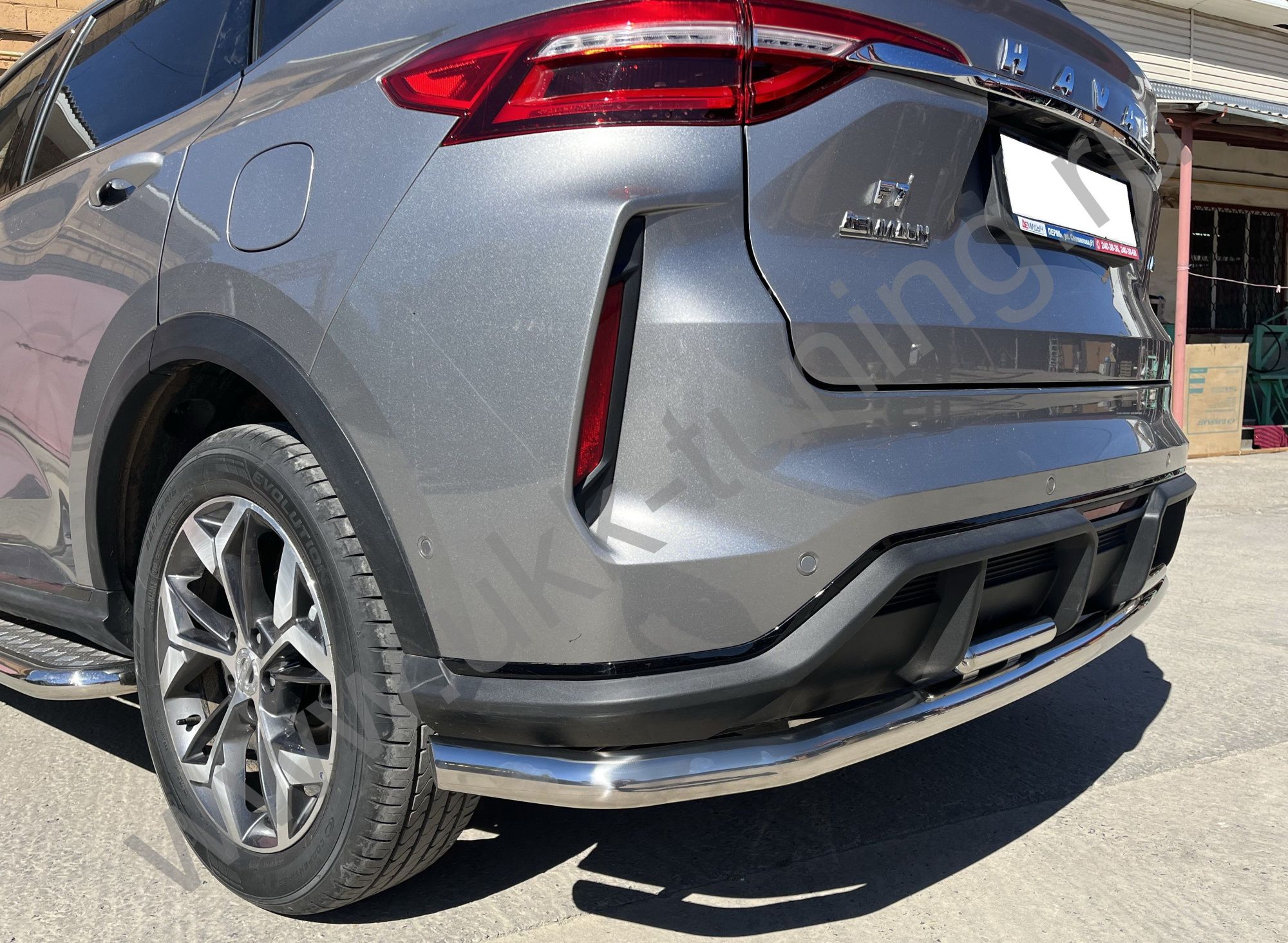 Защита заднего бампера угловая большая двойная Haval F7 2022 Рестрайлинг Защита заднего бампера угловая большая двойная Haval F7 2022 Рестрайлинг