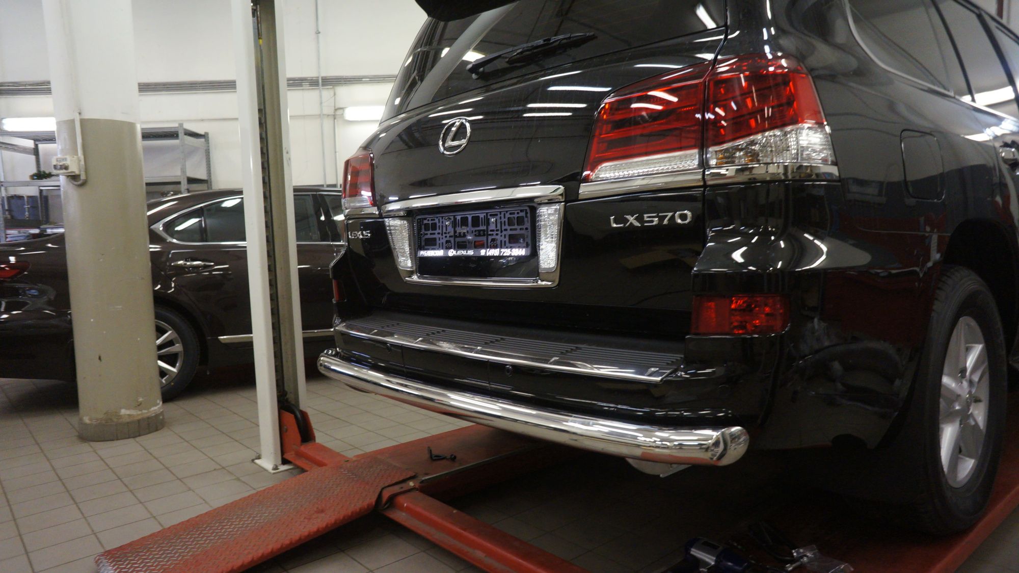 АКЦИЯ!!! Защита переднего бампера и заднего бампера Lexus LX 570 2008-2015 (одиночная)