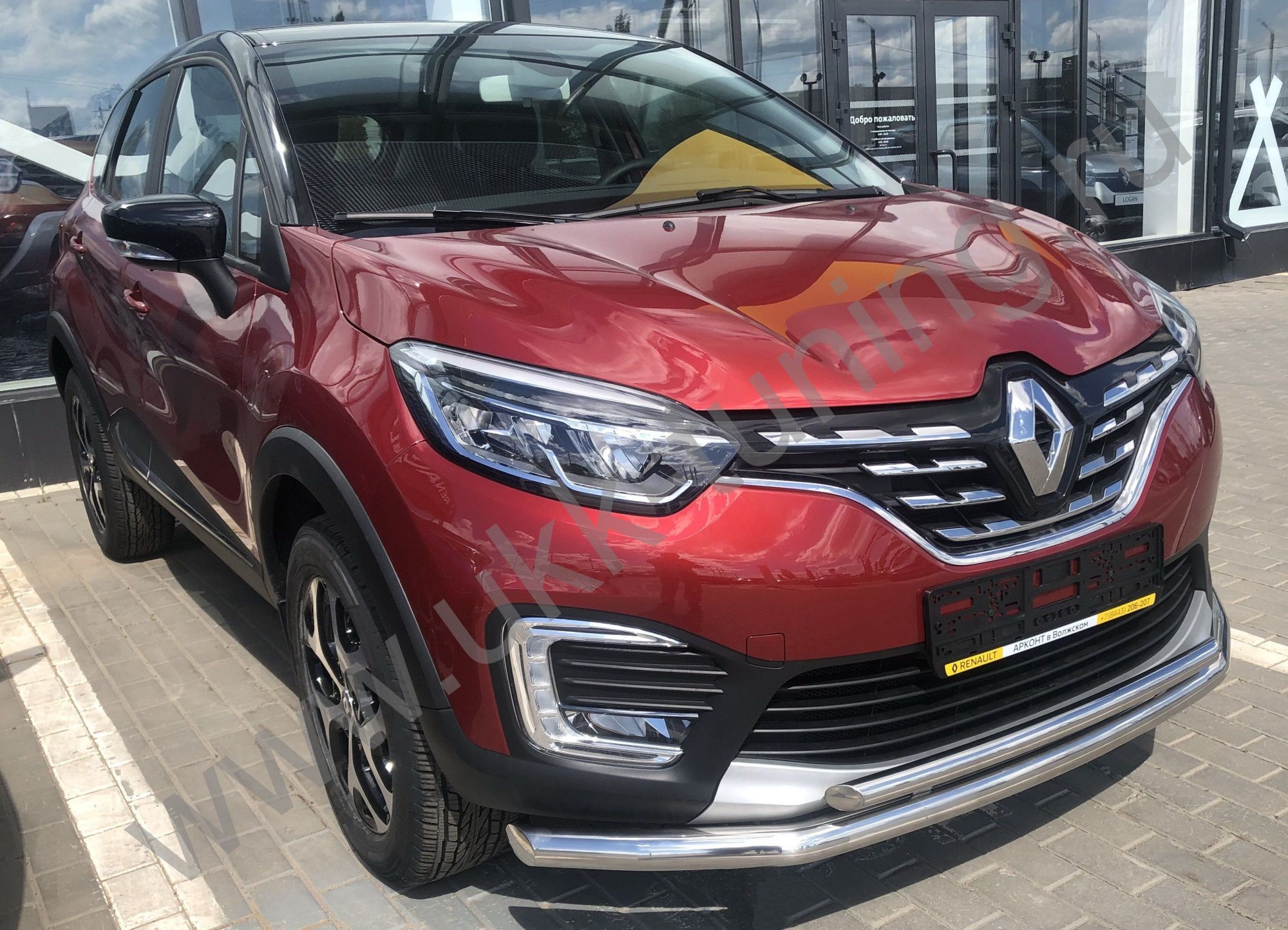 Защита переднего бампера двойная с подгибами RENAULT Kaptur с 2021 Защита переднего бампера двойная с подгибами RENAULT Kaptur с 2021