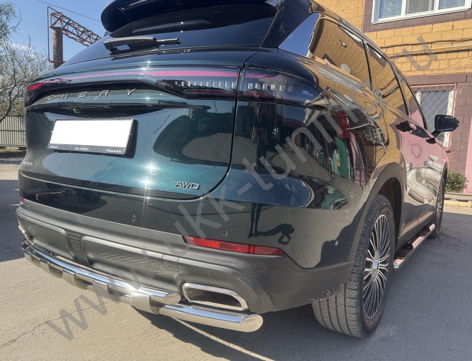 Защита заднего бампера двойная с перемычками Chery Tiggo 9 с 2024