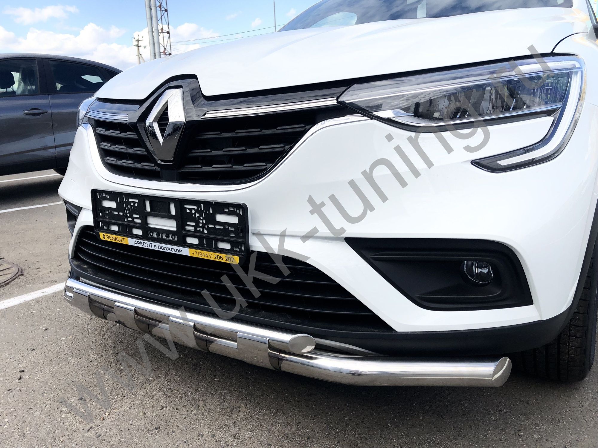 Защита переднего бампера двойная с перемычками RENAULT Arkana с 2018 Защита переднего бампера двойная с перемычками RENAULT Arkana с 2018