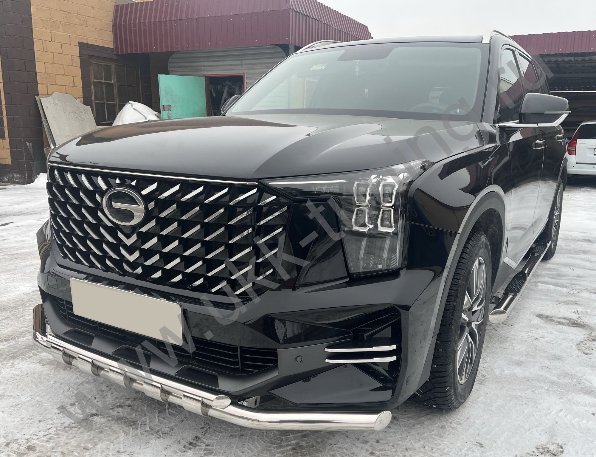 Защита переднего бампера двойная с перемычками GAC GS8 с 2023