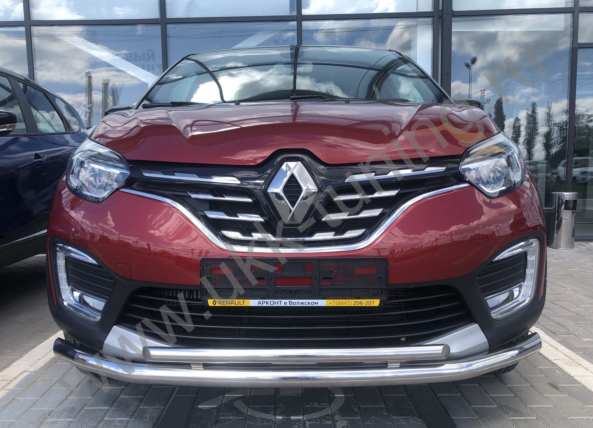 Защита переднего бампера двойная с подгибами RENAULT Kaptur с 2021 Защита переднего бампера двойная с подгибами RENAULT Kaptur с 2021