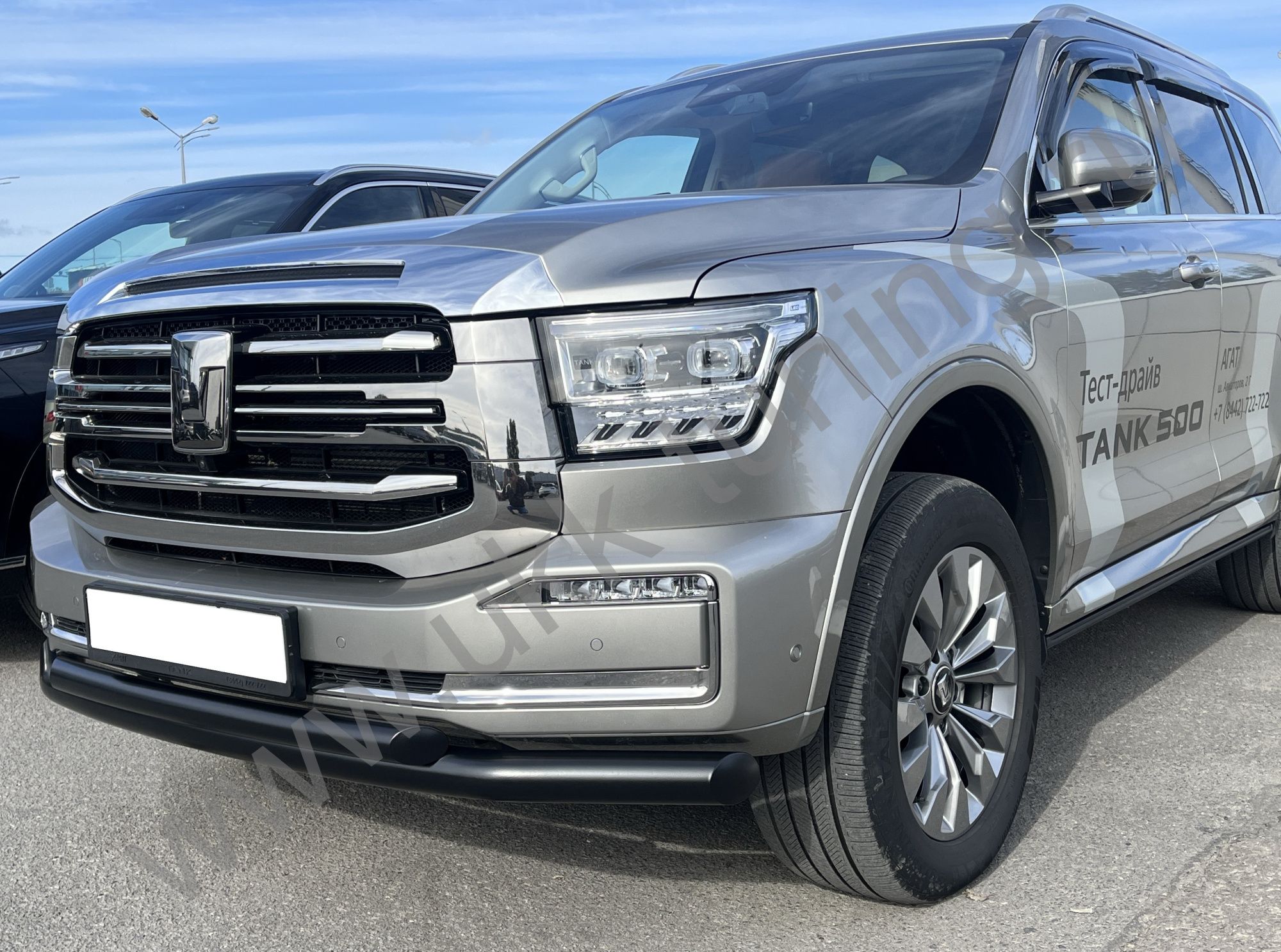 Защита переднего бампера двойная с покрытием "Раптор" Tank 500 с 2023