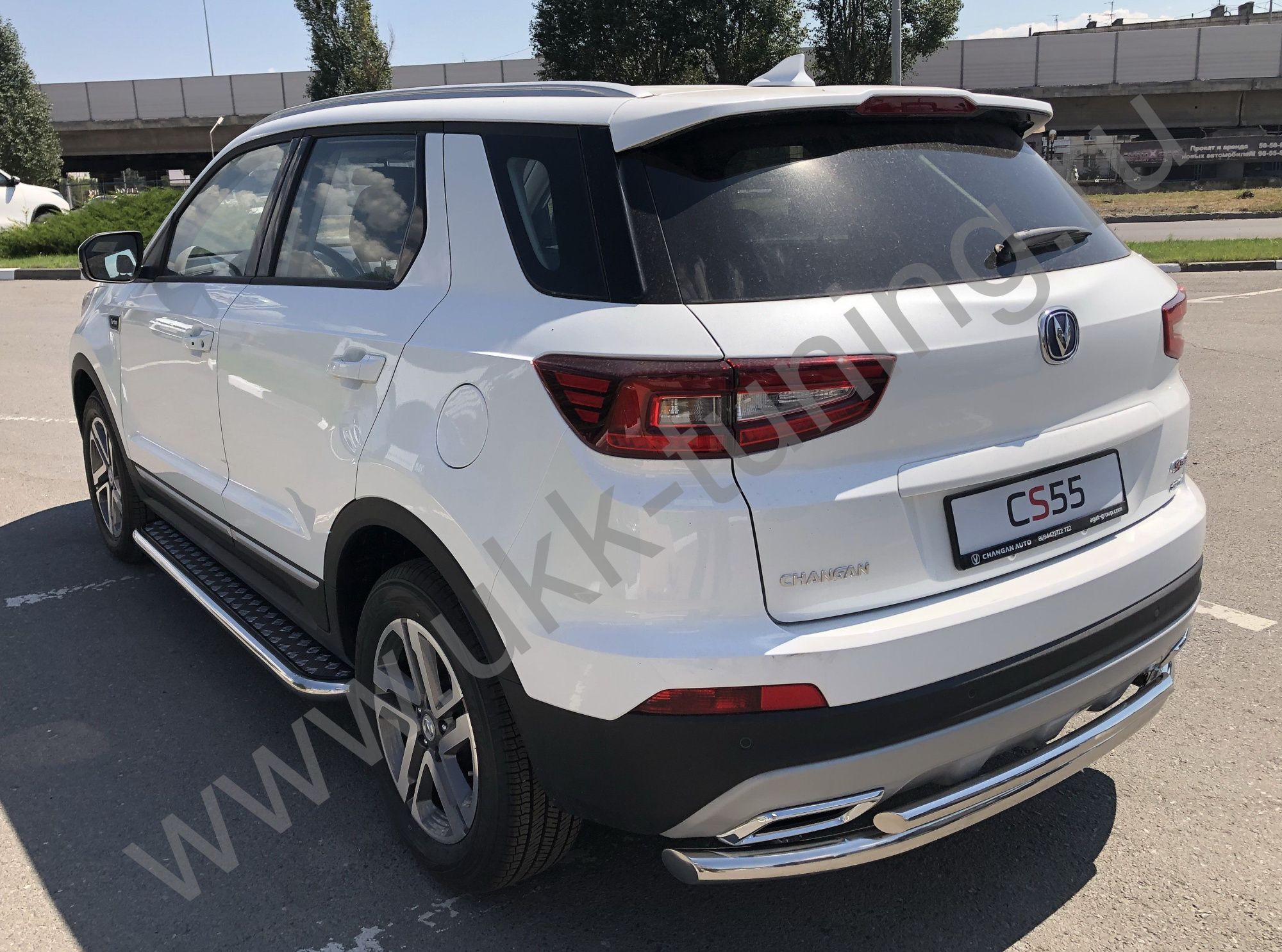 Защита заднего бампера Changan CS55 двойная