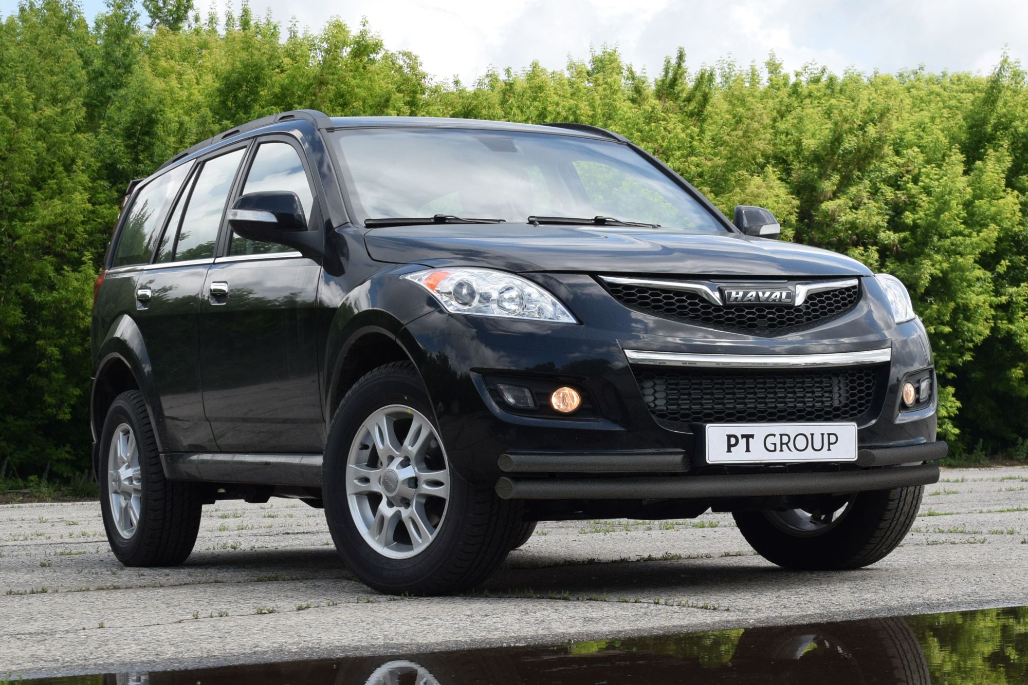 Защита переднего бампера Haval H5 с 2020 двойная с углами (черный)