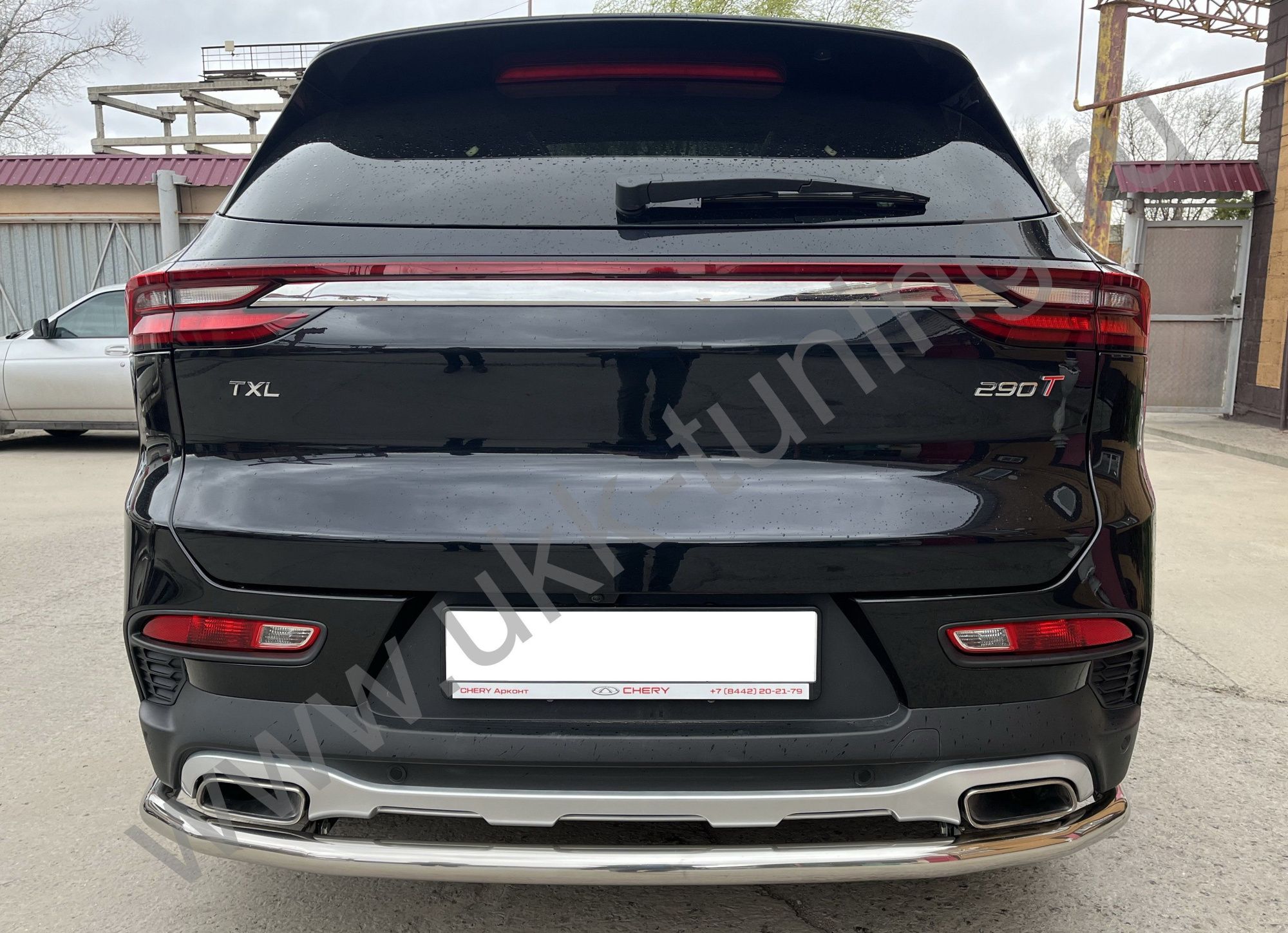 Защита заднего бампера угловая большая CheryExeed TXL с 2020