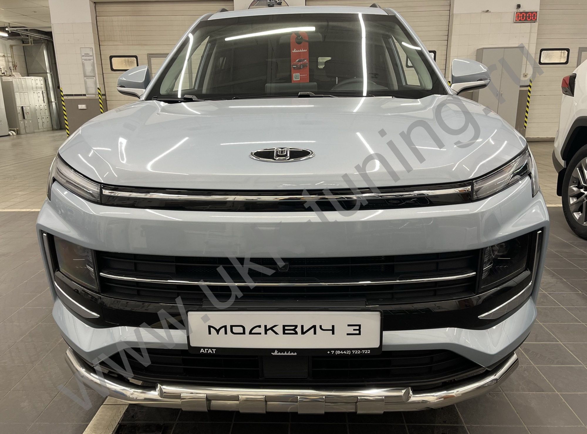 Защита переднего бампера двойная с перемычками Москвич 3 с 2022