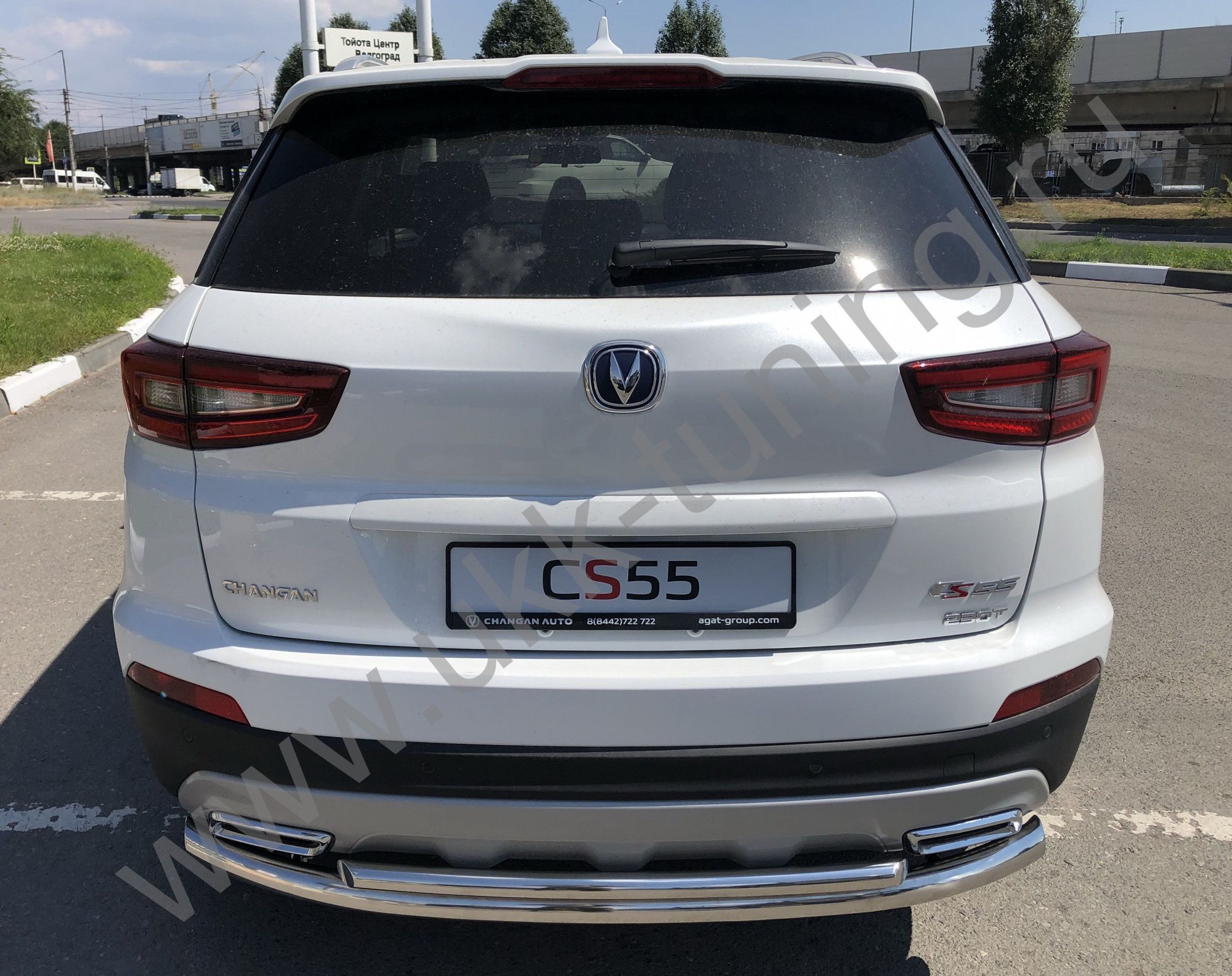 Защита заднего бампера Changan CS55 двойная