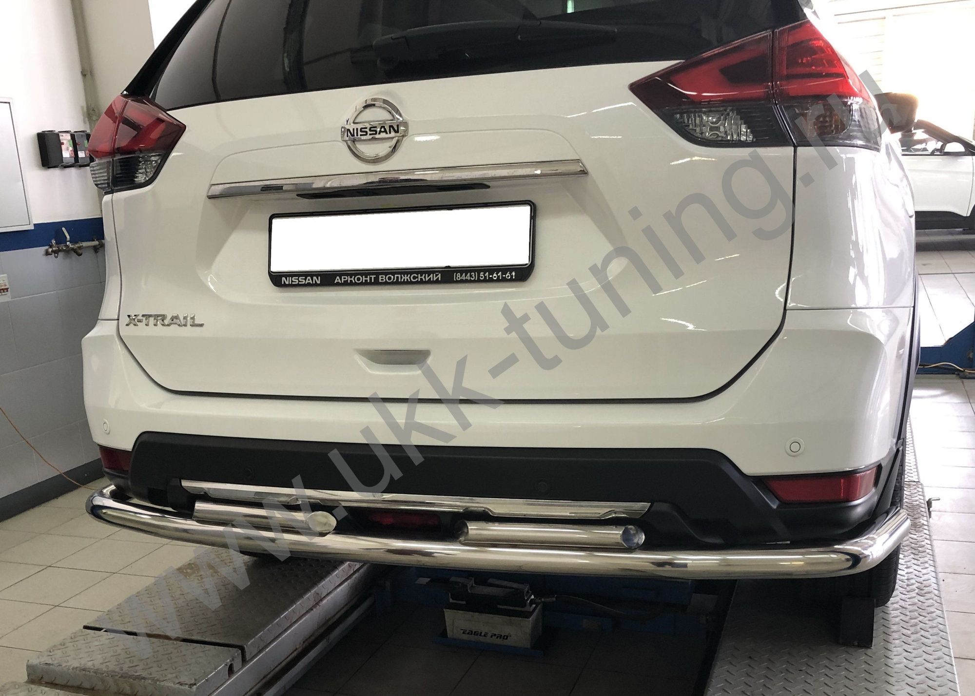 Защита заднего бампера двойная угловая большая Nissan X-trail с 2018 (рестайлинг)