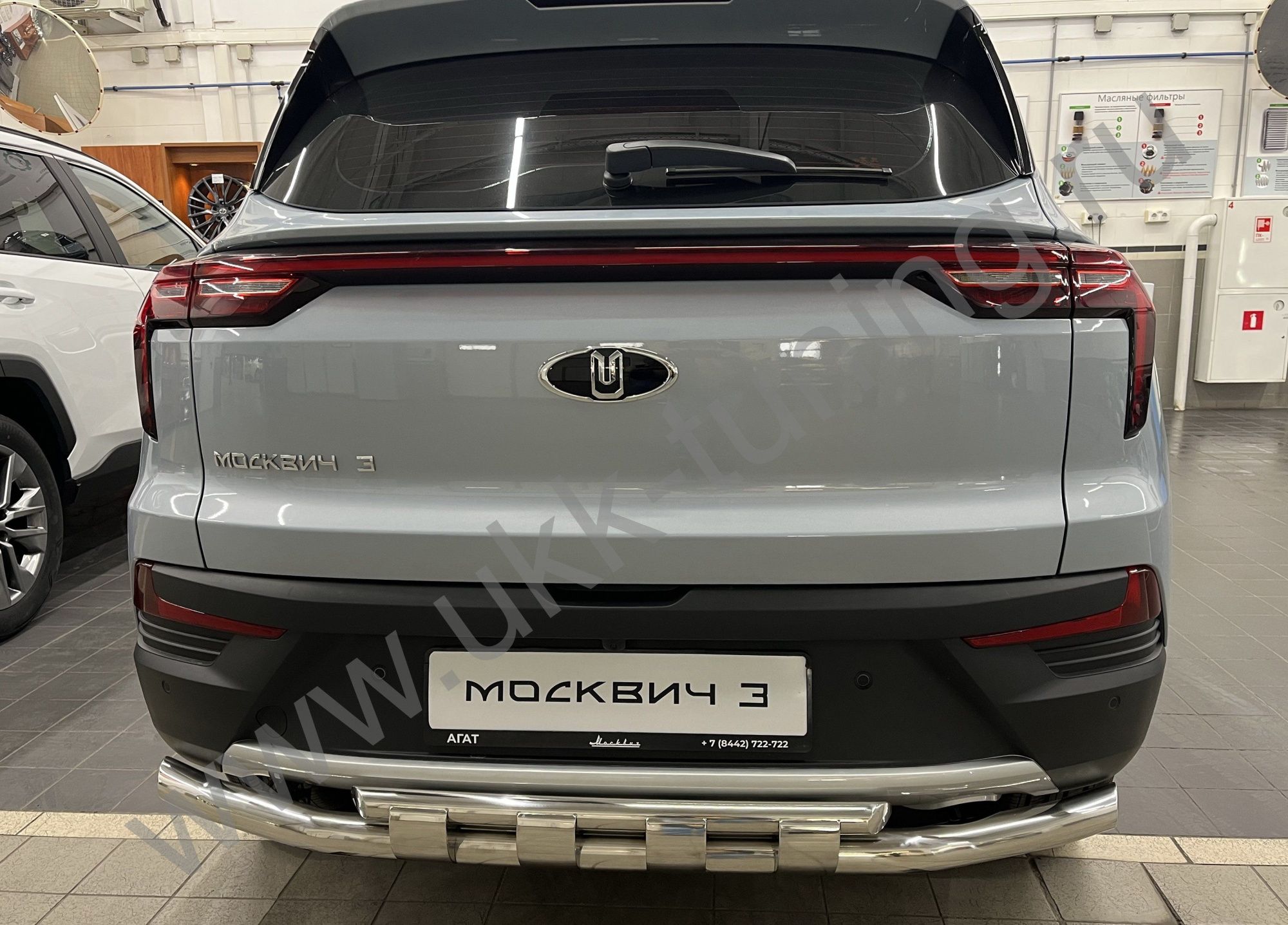 Защита заднего бампера двойная с перемычками Москвич 3 с 2022