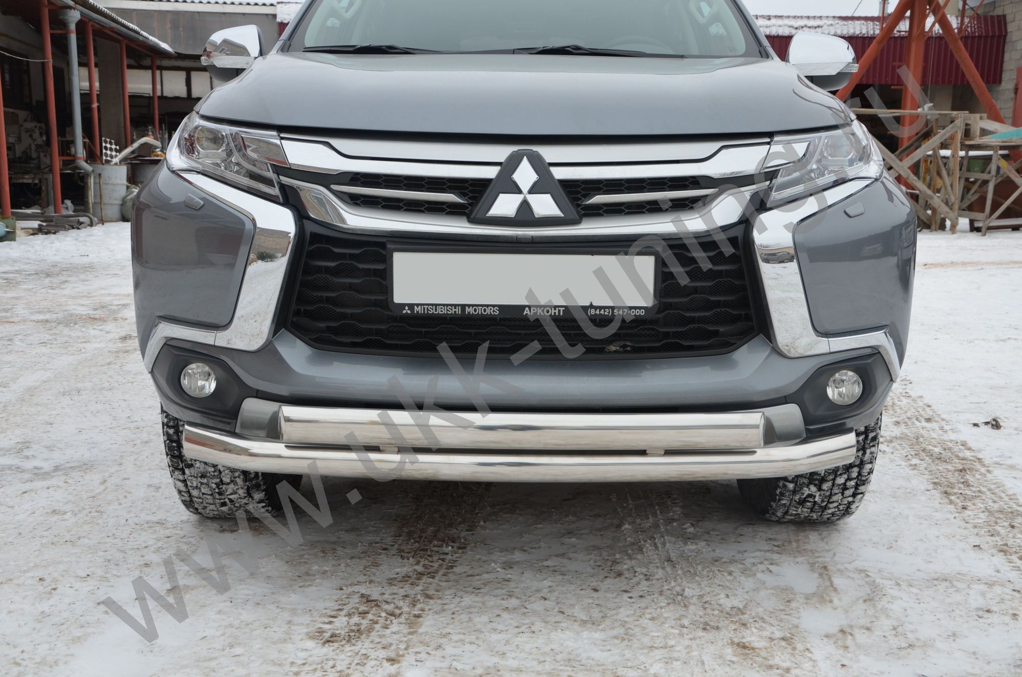 Защита переднего бампера двойная Mitsubishi Pajero Sport с 2017 Защита переднего бампера двойная Mitsubishi Pajero Sport с 2017