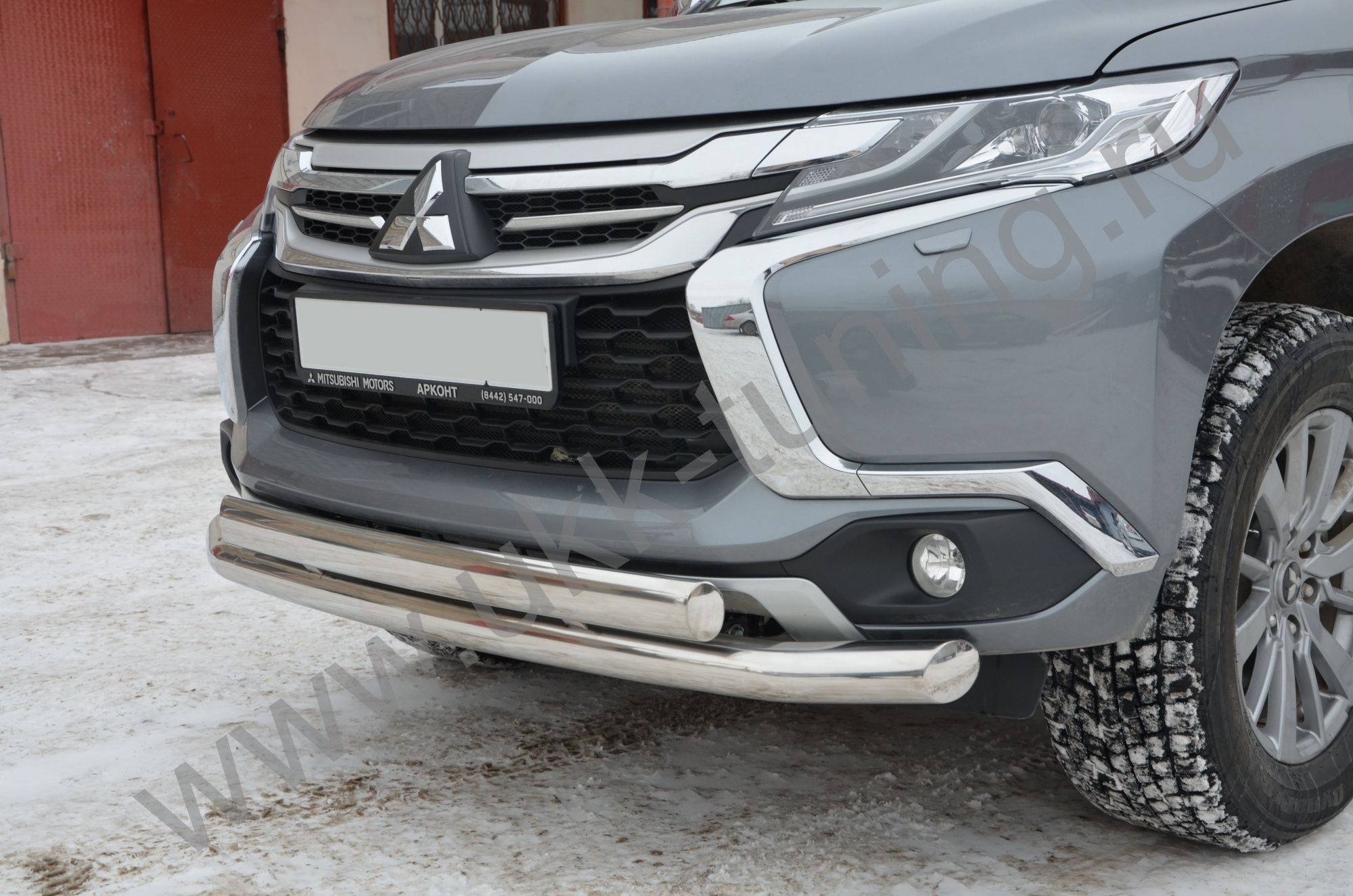 Защита переднего бампера двойная Mitsubishi Pajero Sport с 2017 Защита переднего бампера двойная Mitsubishi Pajero Sport с 2017