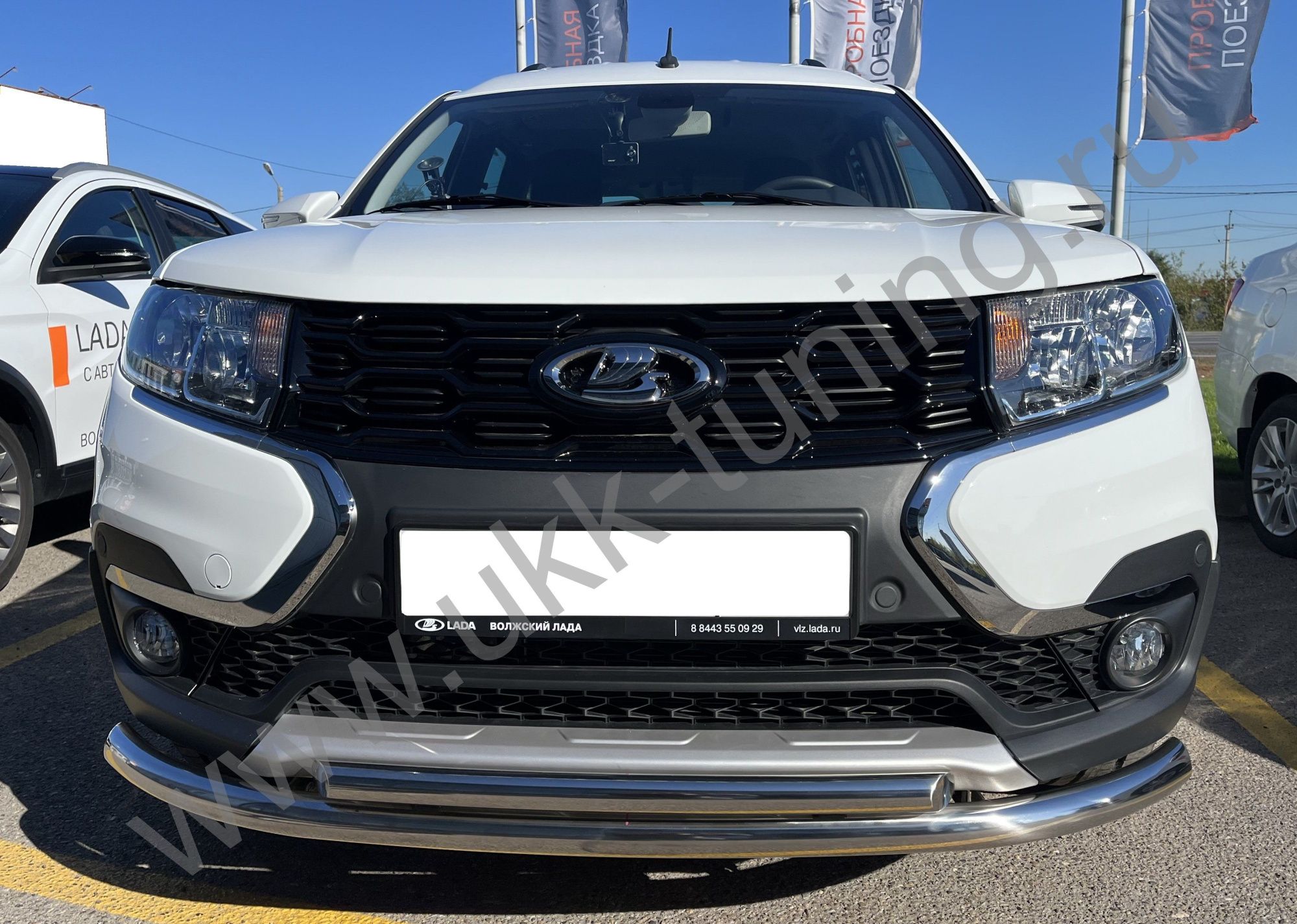 Защита переднего бампера двойная Lada Largus Cross с 2021 Защита переднего бампера двойная Lada Largus Cross с 2021