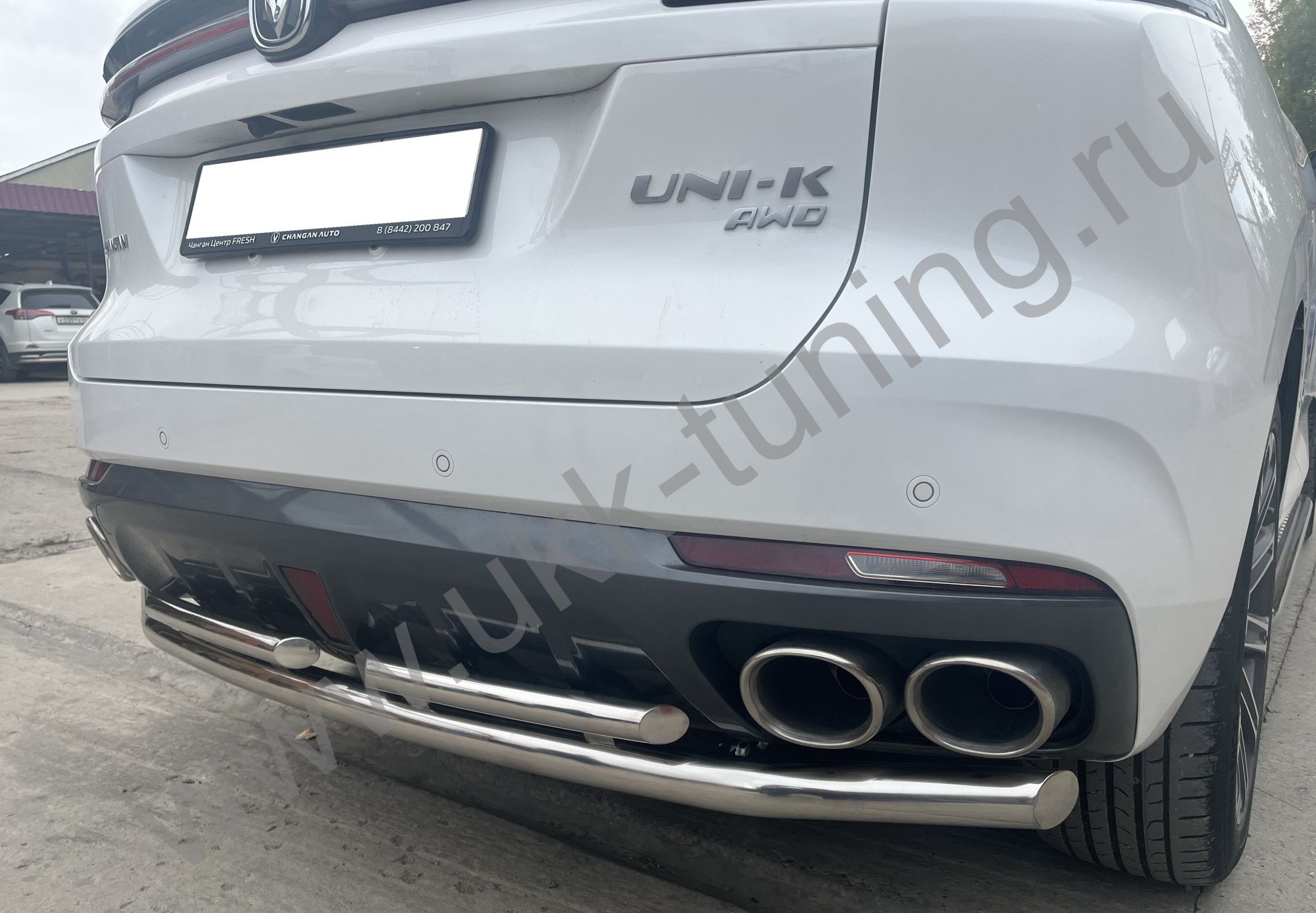 Защита заднего бампера двойная Changan UNI-K