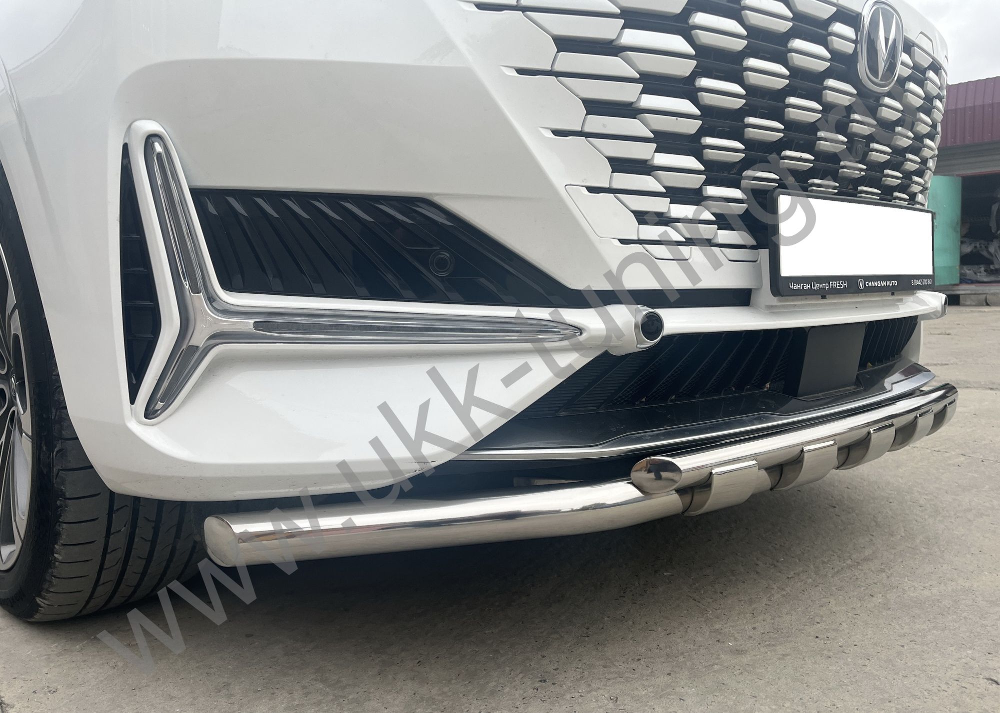 Защита переднего бампера двойная с перемычками Changan UNI-K