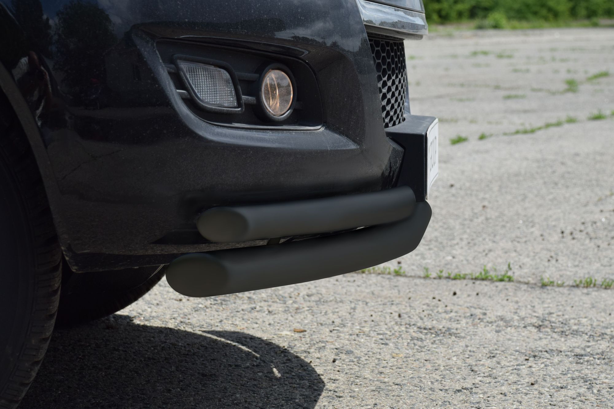 Защита переднего бампера Haval H5 с 2020 двойная с углами (черный)